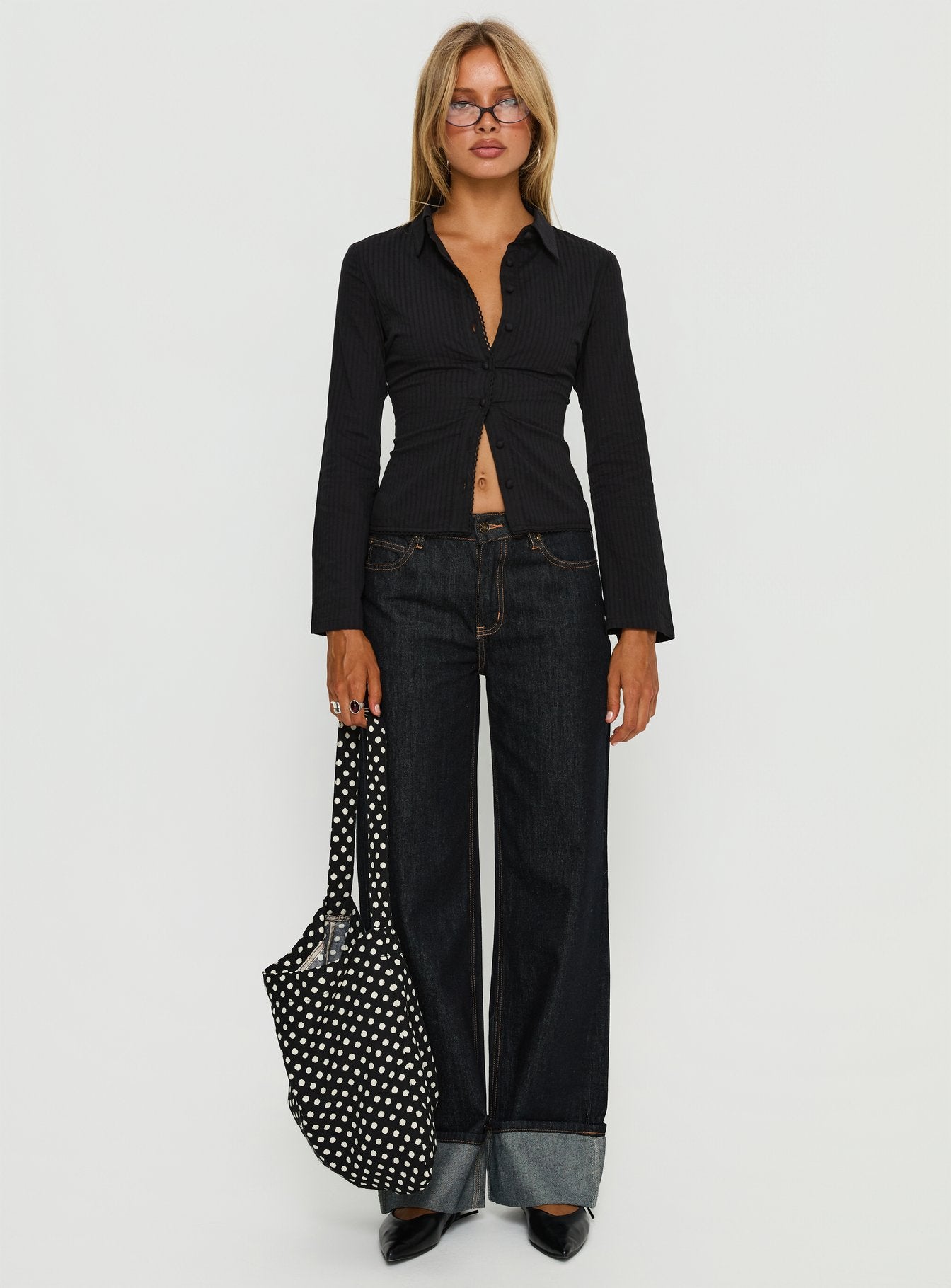 Emersonne Button Up Top Black - Image 6