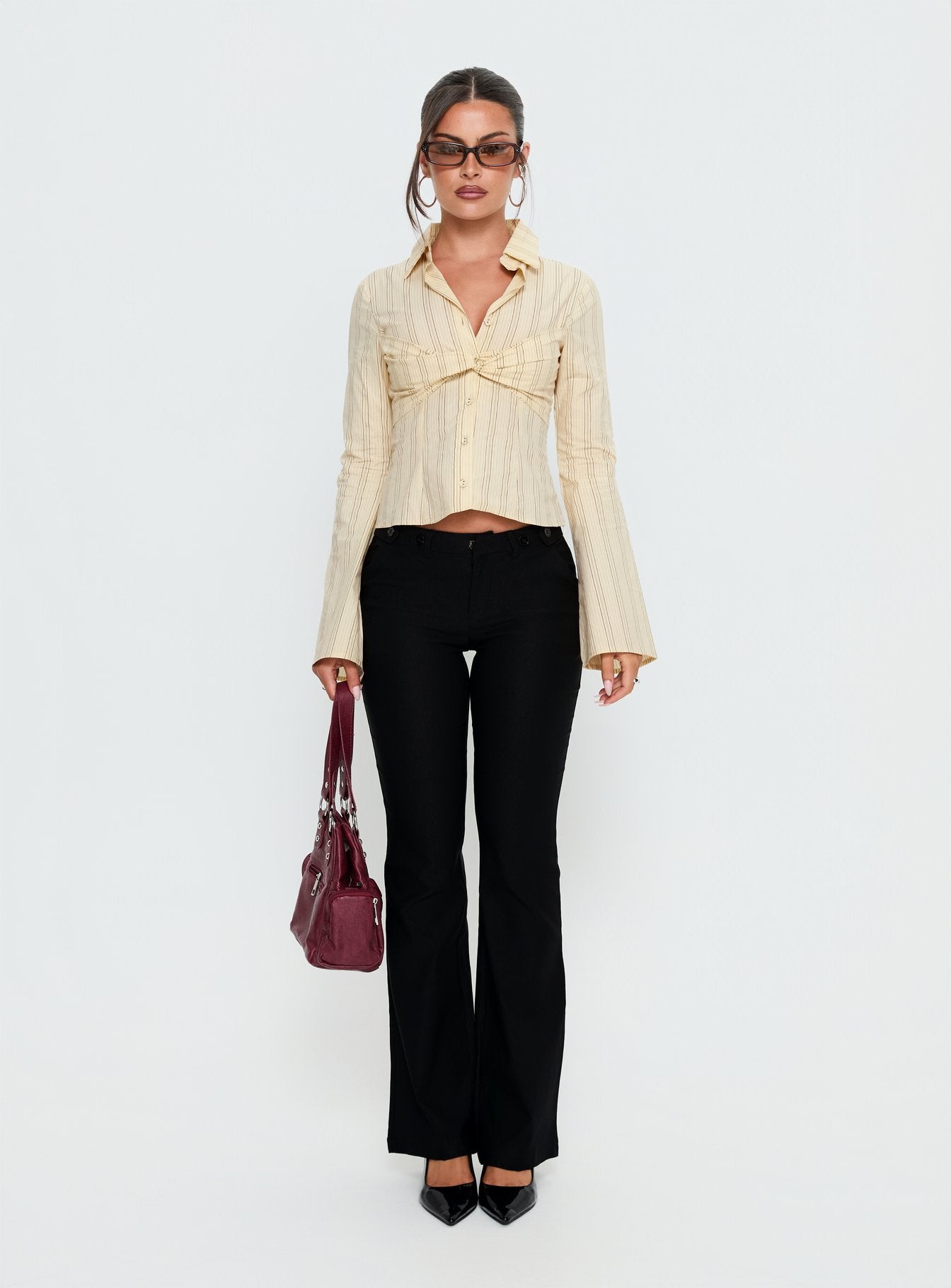 Wrenner Layered Long Sleeve Top Yellow Stripe - Image 7