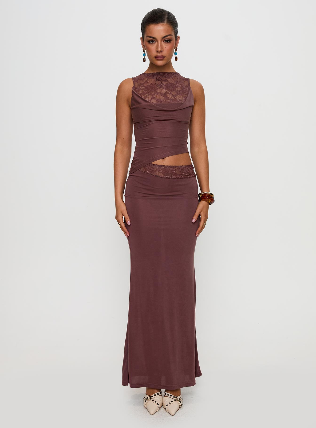 Vesperine Lace Maxi Dress Cocoa Brown - Image 7