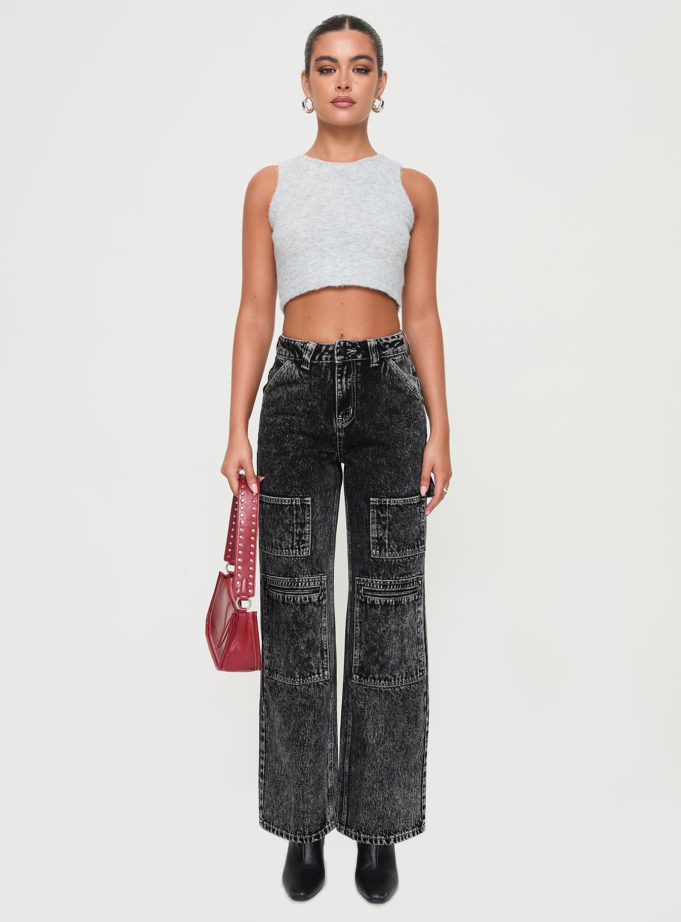 Malachie High Rise Jeans Black Acid Wash - Image 6
