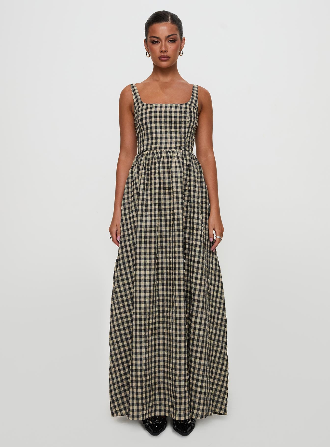 Cartmel Check Maxi Dress Black / Cream - Image 10