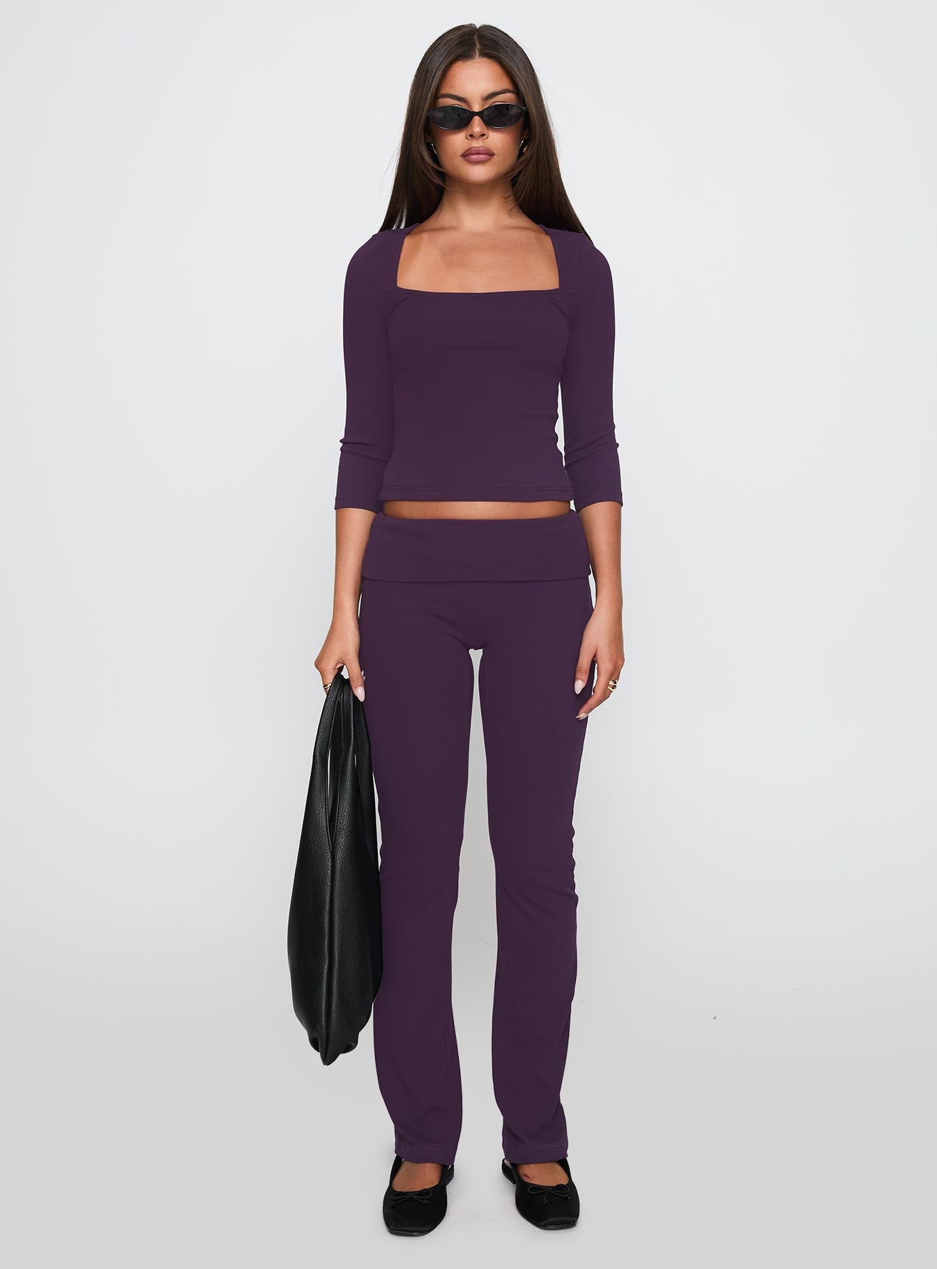 So American Rib 3/4 Sleeve Top Purple - Image 6