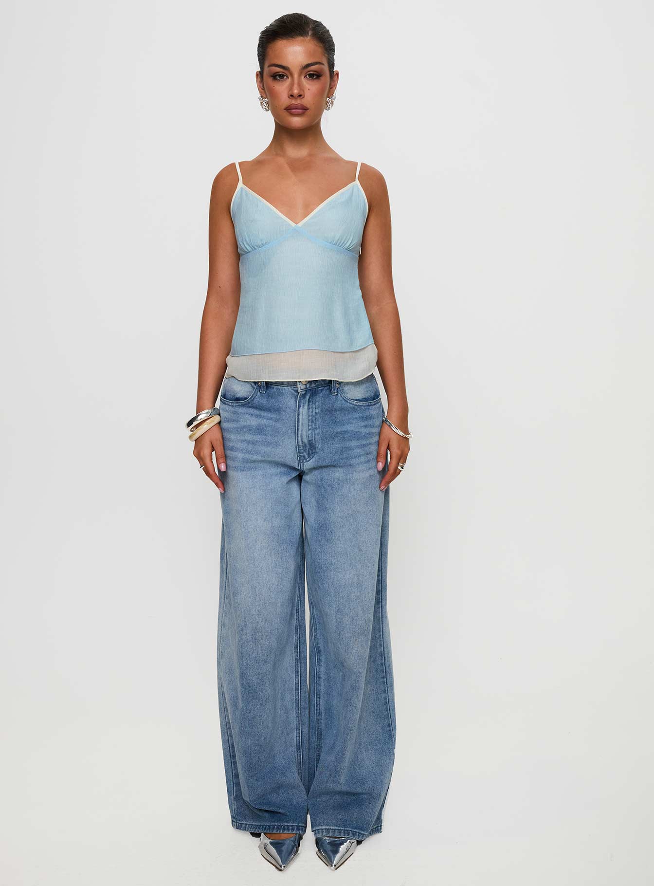 Majorie Layered Top Blue / Cream - Image 6