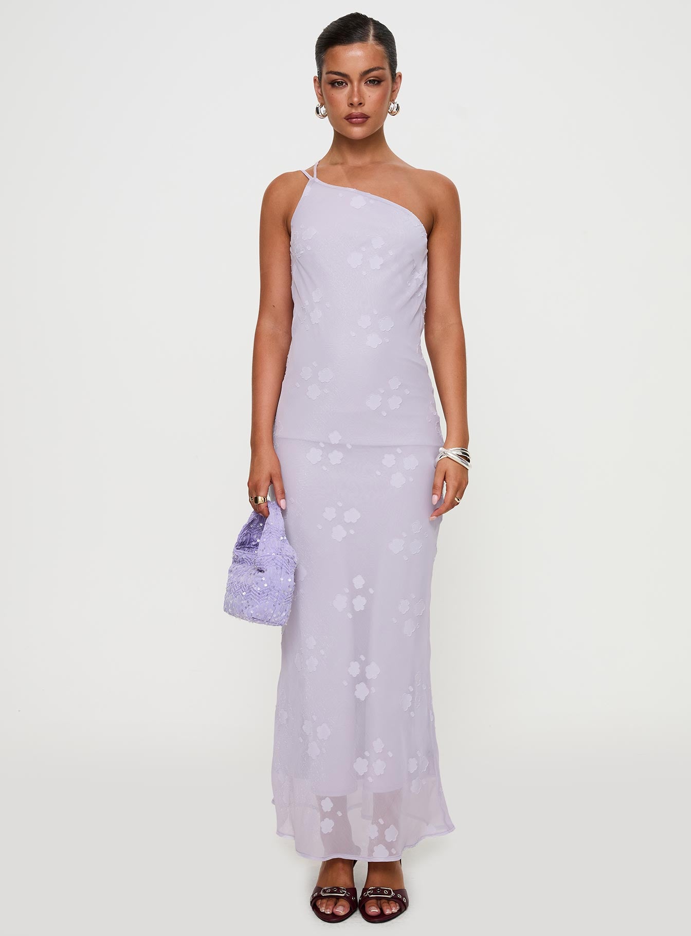 Jazmira One Shoulder Maxi Dress Lilac - Image 7