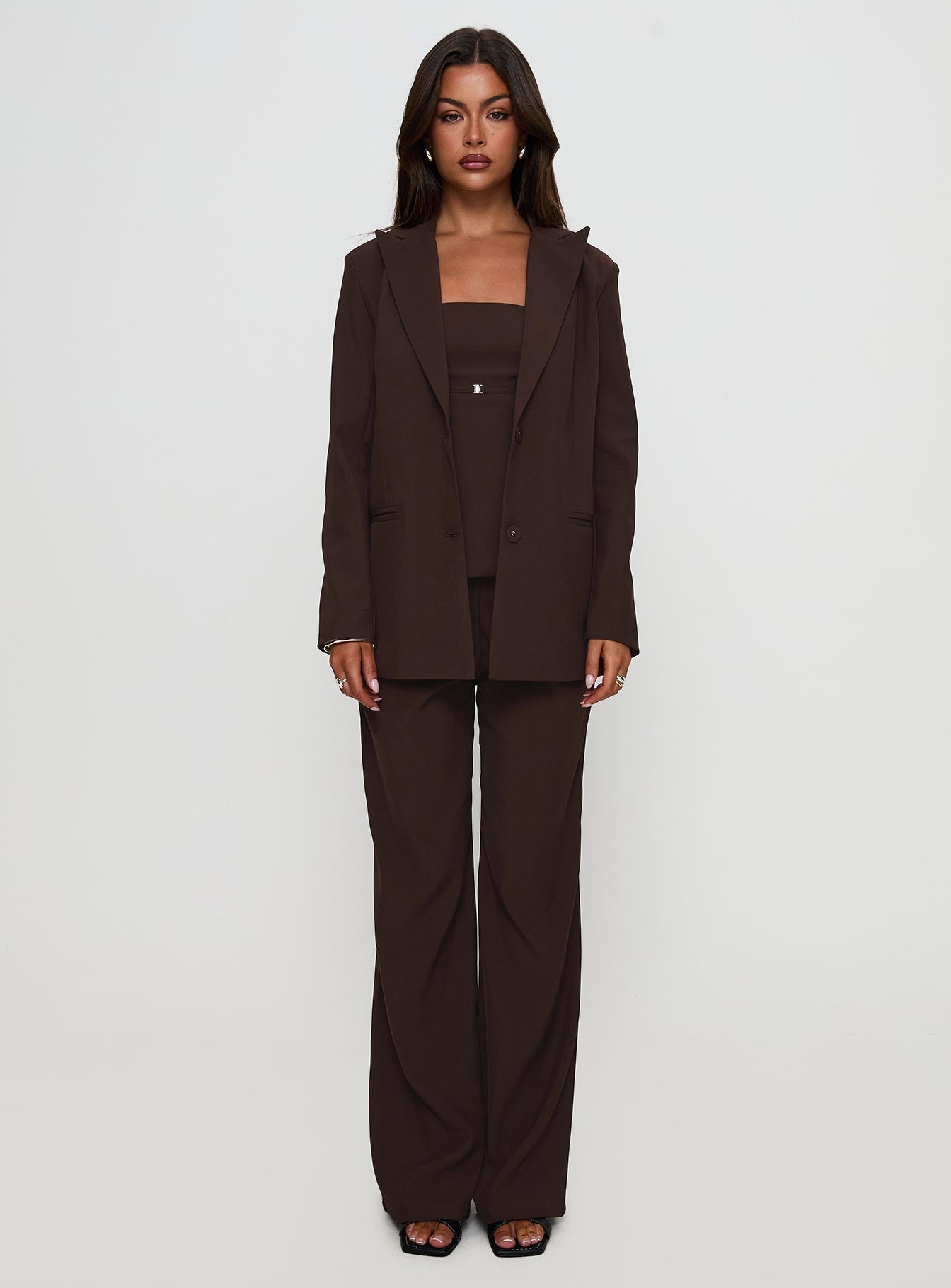 Crowd Pleaser Oversized Blazer Chocolate - Image 7