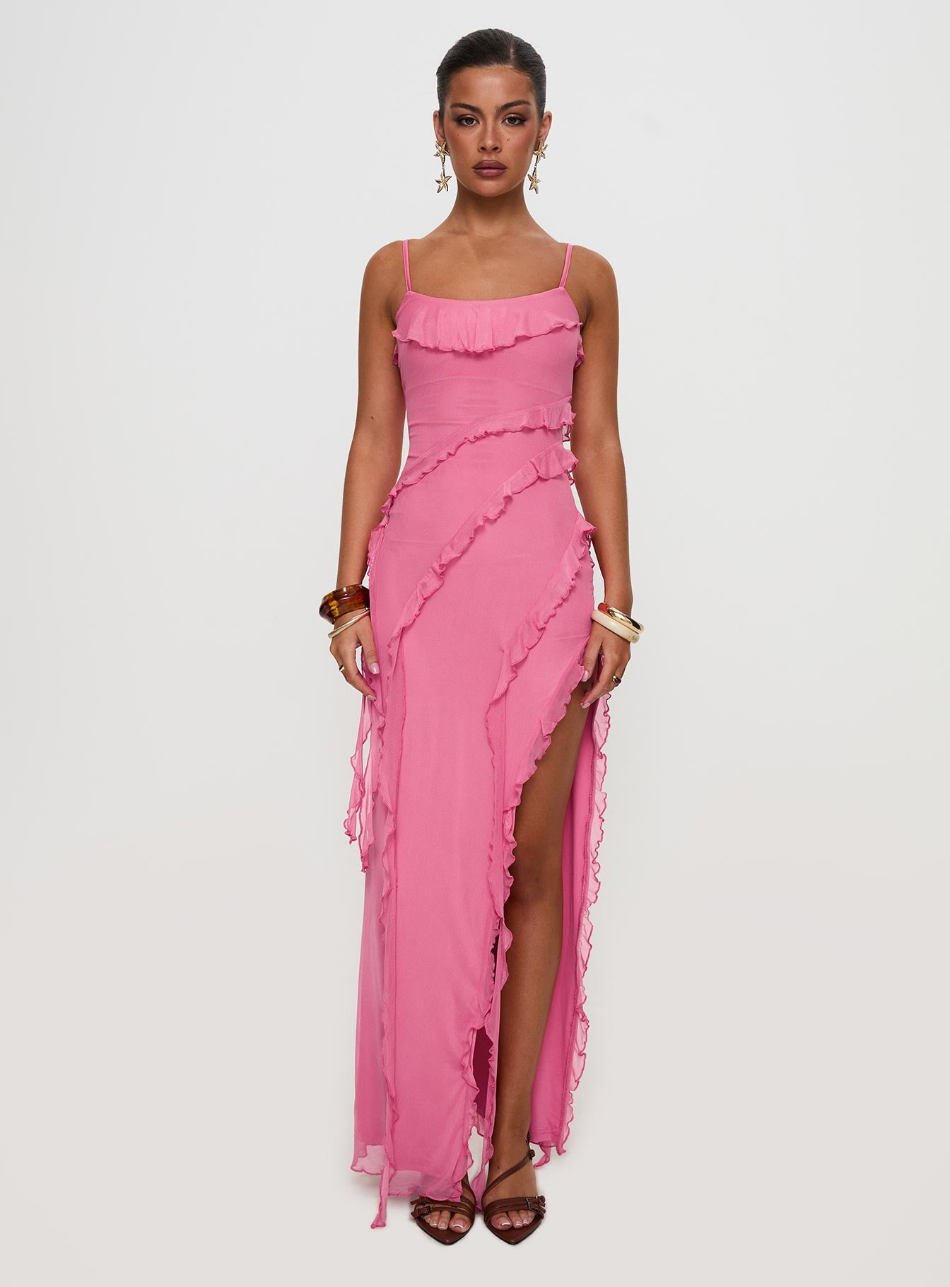 Valerian Frill Maxi Dress Pink - Image 10