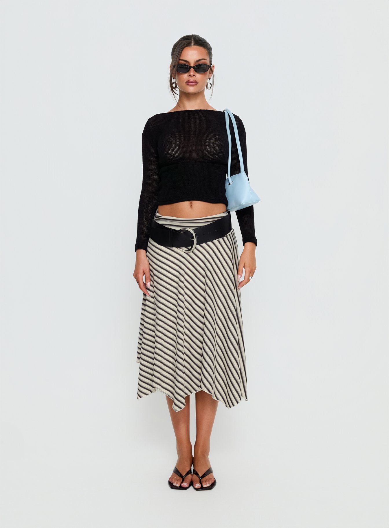 Cobee Asymmetrical Midi Skirt Multi Stripe - Image 8