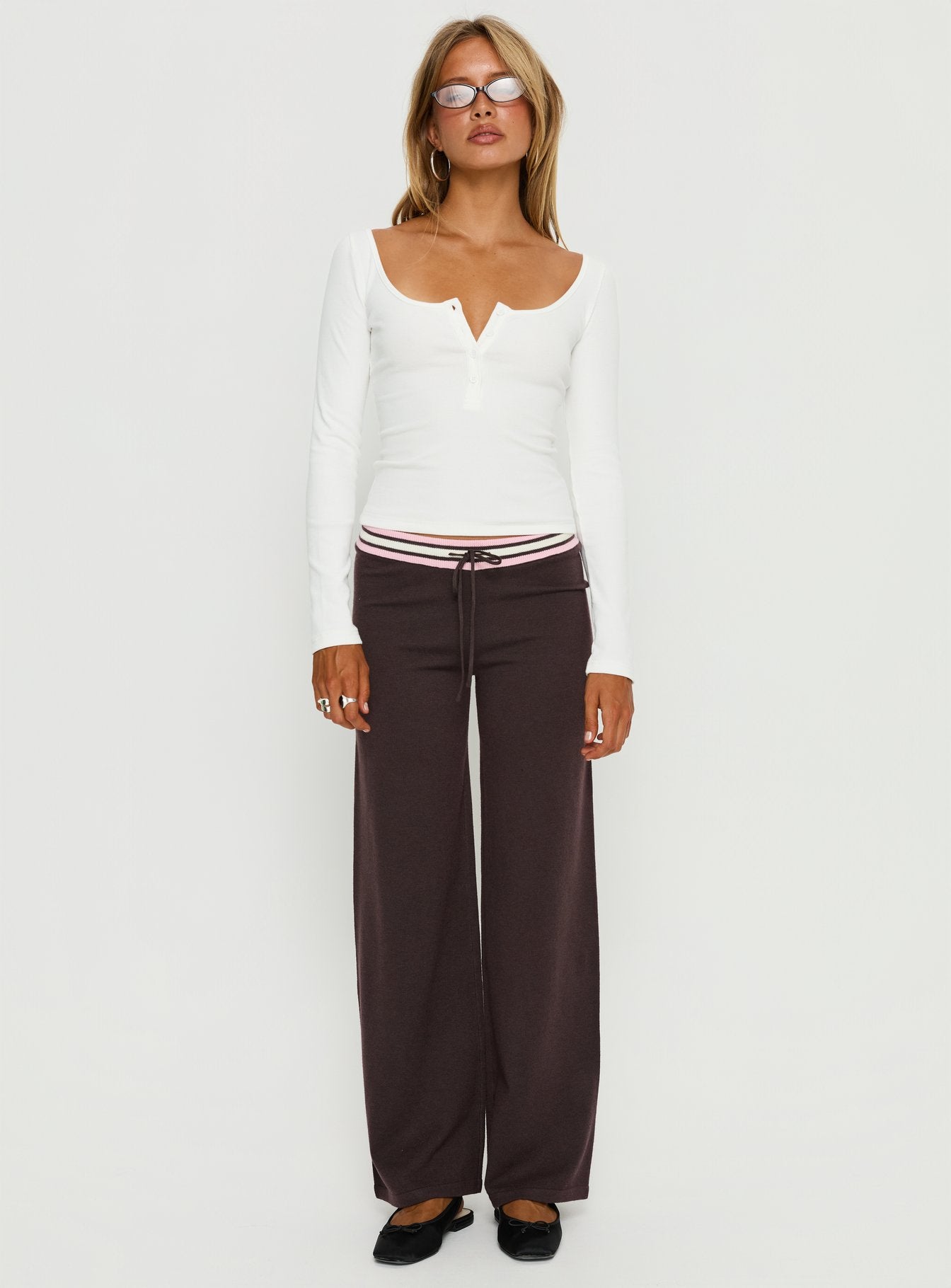 Felisha Low Waist Knit Pants Brown - Image 7