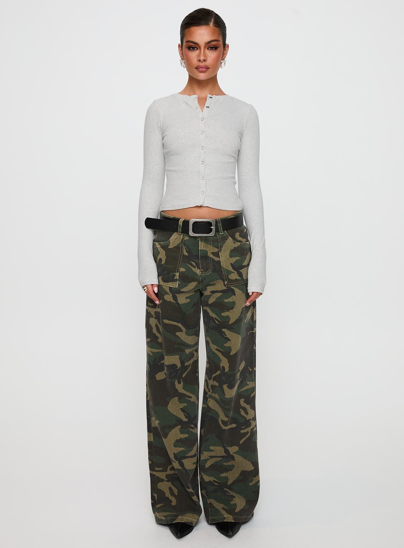 Briony Mid Rise Wide Leg Jeans Camouflage - Image 7