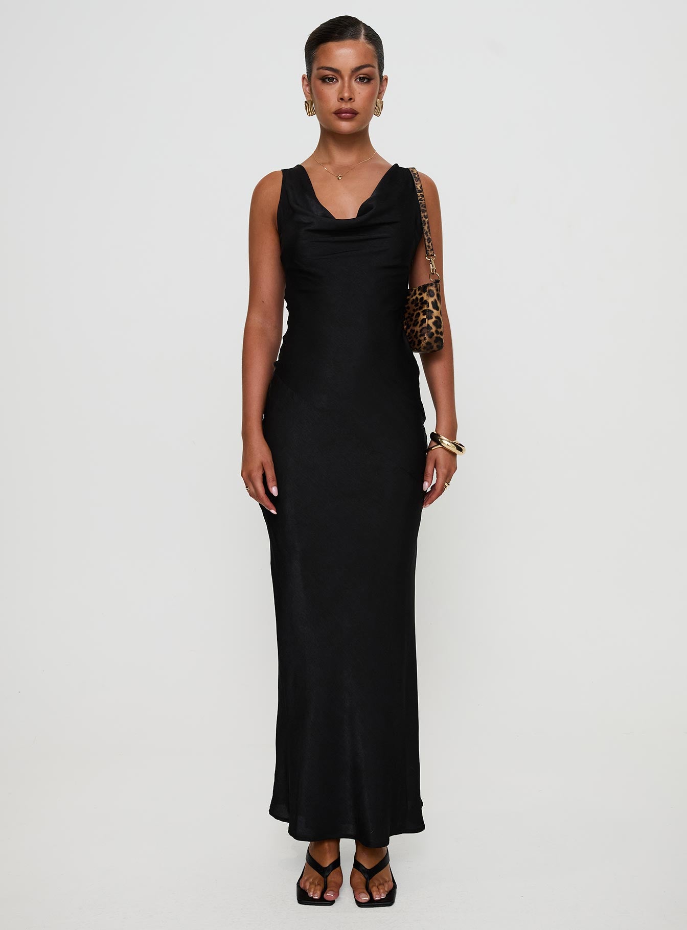 Make Memories Cowl Neck Maxi Dress Black - Image 7