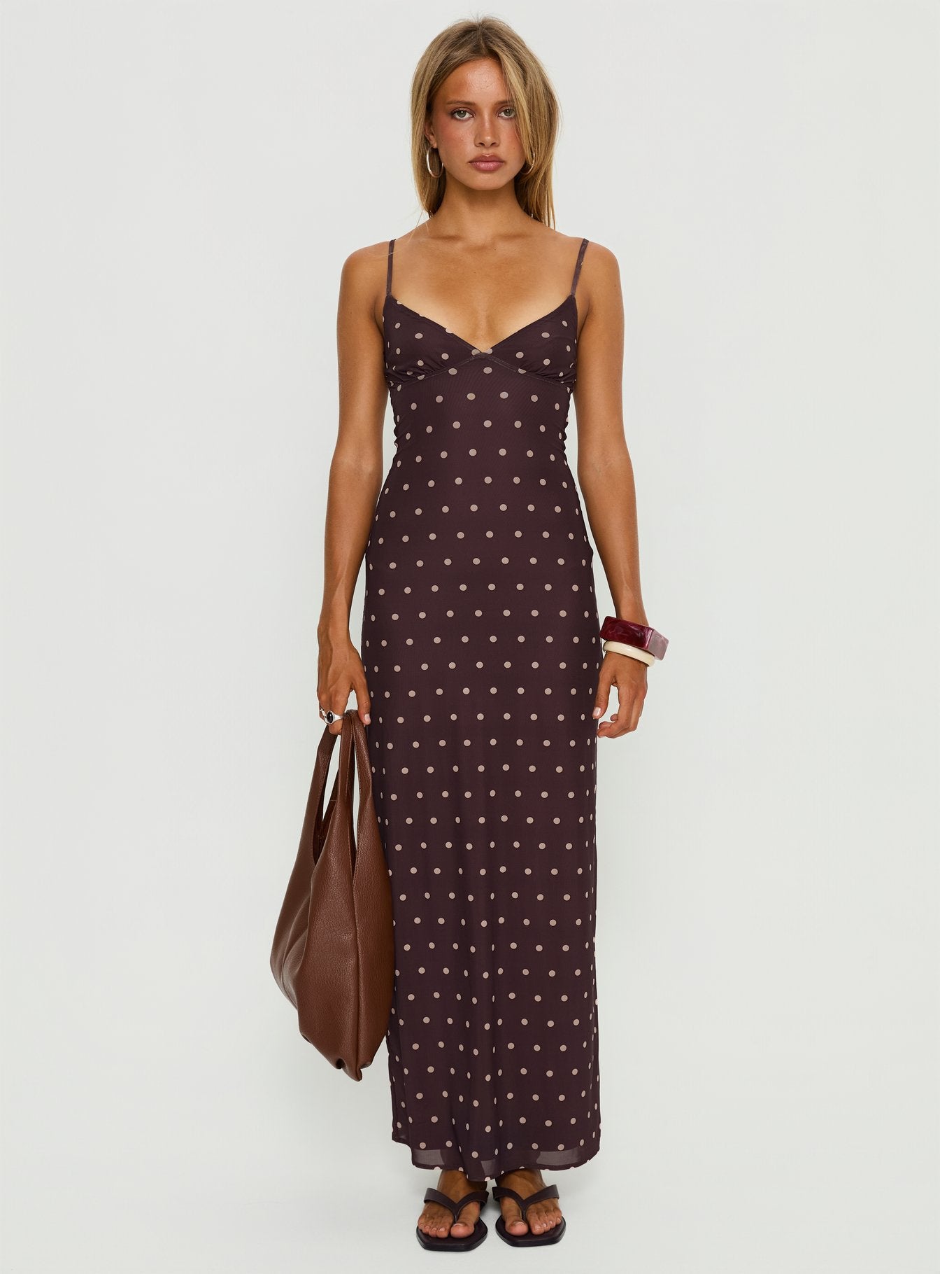 Glass Half Full Mesh Maxi Dress Plum / Pink Polka Dot - Image 7