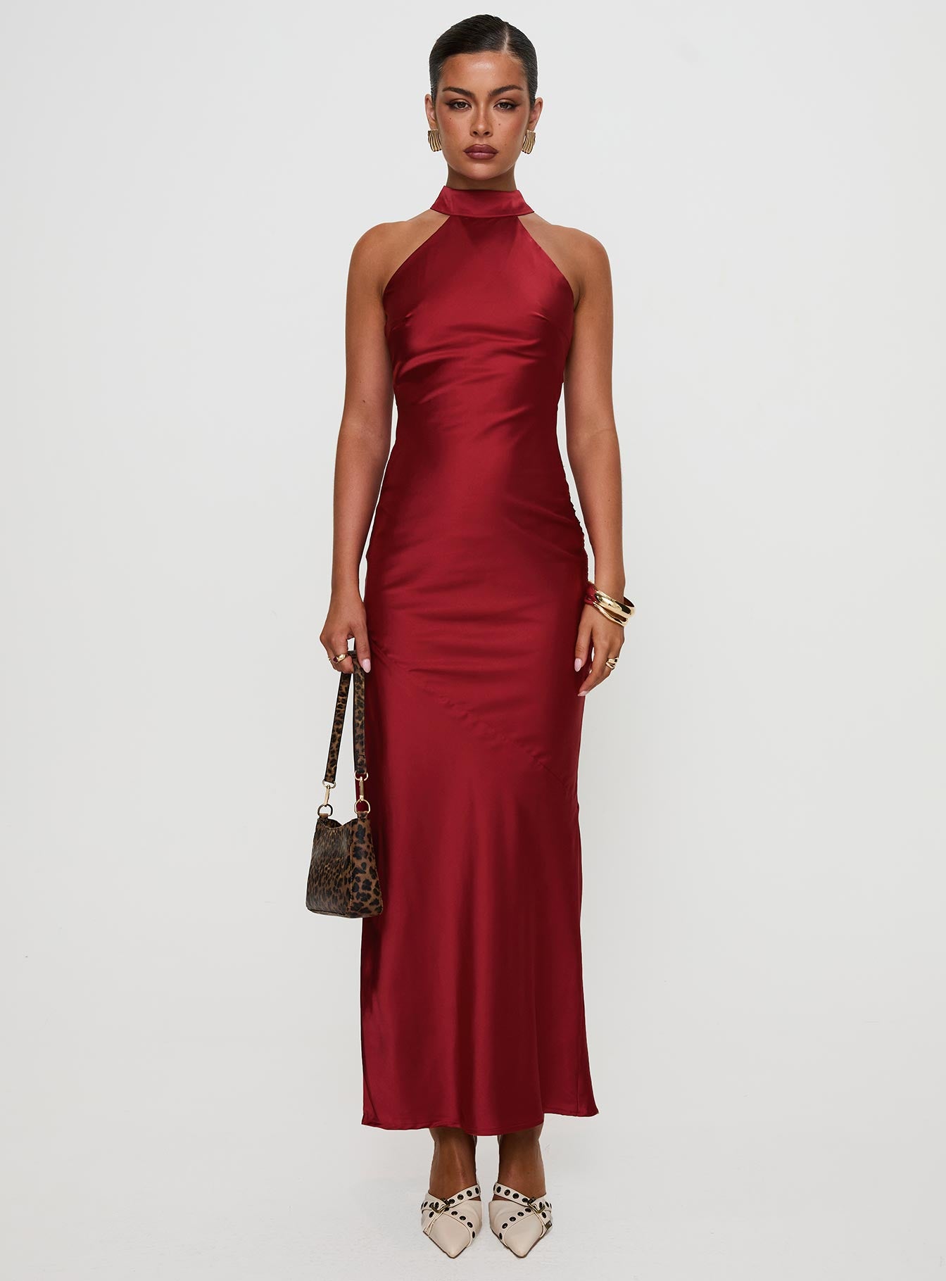 Mordecai Halter Maxi Dress Burgundy - Image 7