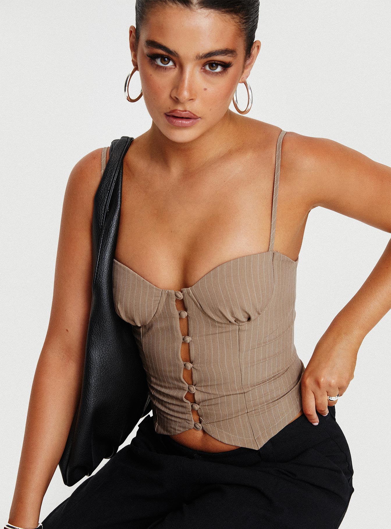 Archette Corset Vest Beige Stripe - Image 7