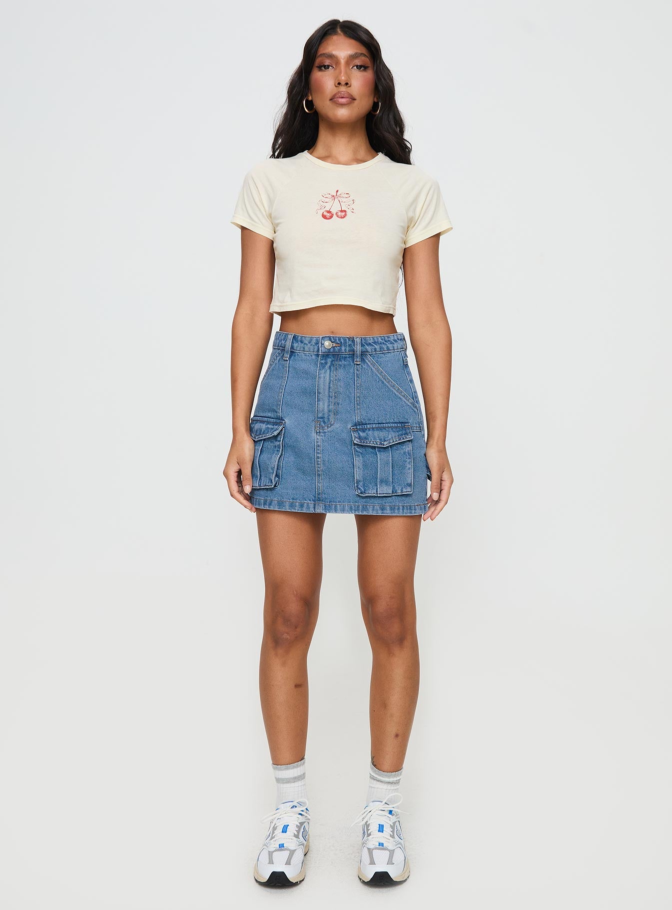 Chillders Denim Mini Skirt Mid Wash - Image 7