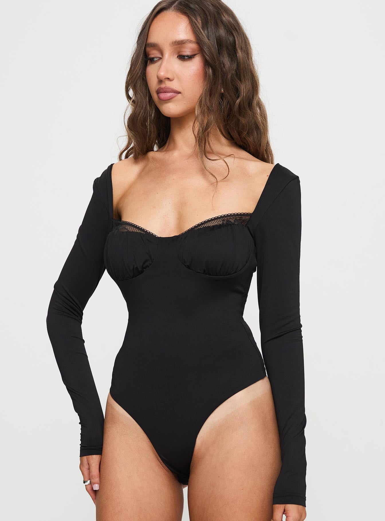 Peekaboo Long Sleeve Bodysuit Black - Image 7