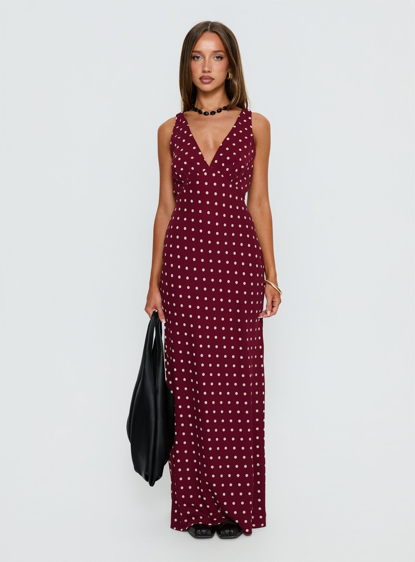 Nellie Maxi Dress Burgundy Polka Dot - Image 7