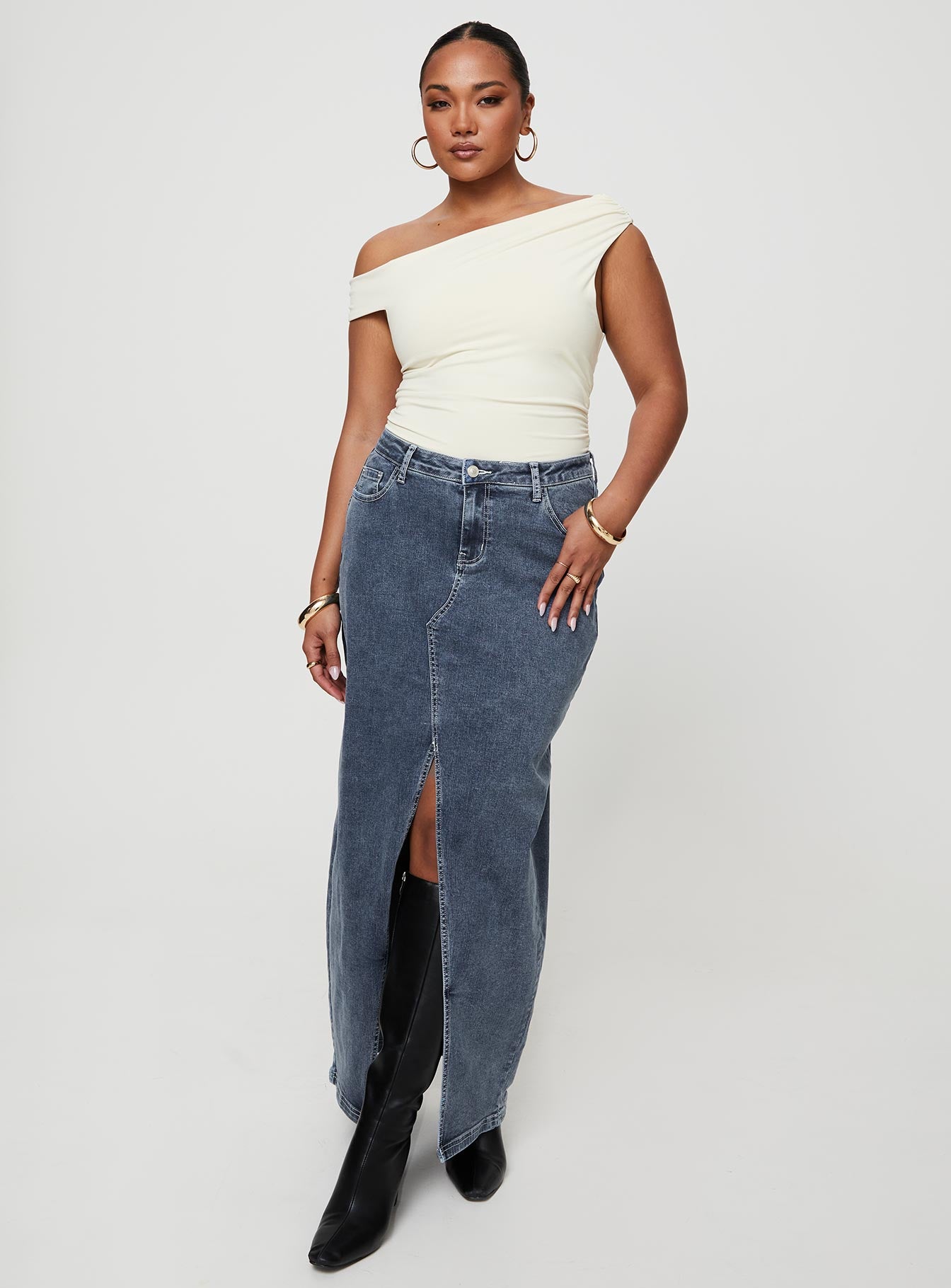 Batkins Maxi Skirt Dark Wash Denim - Image 8