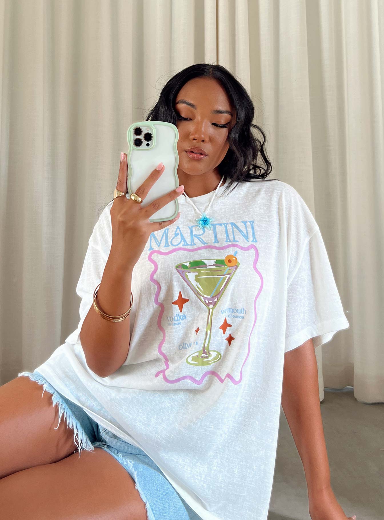 Martini Oversized Tee White - Image 7