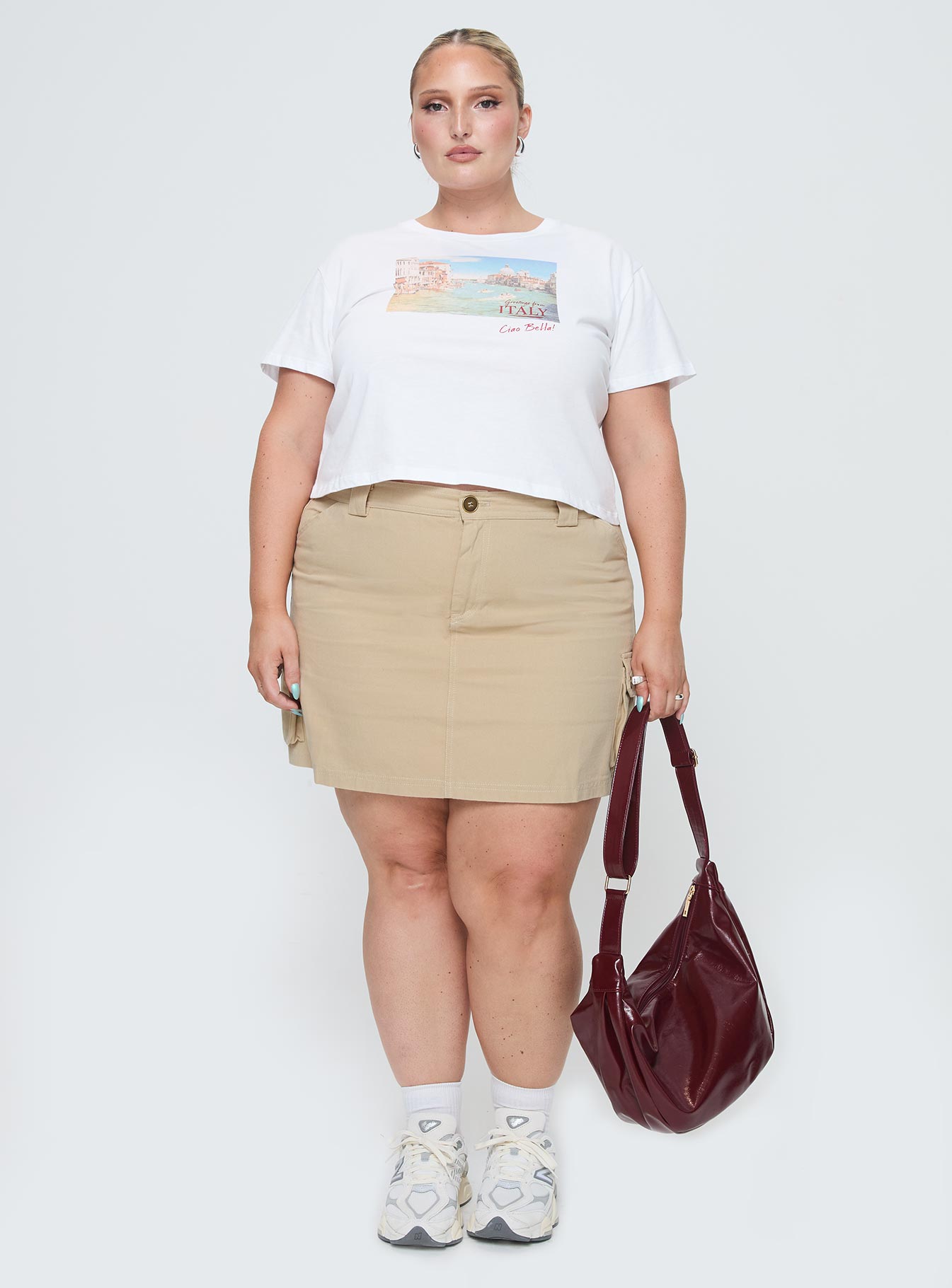 Lydie Cargo Mini Skirt Beige Curve - Image 7