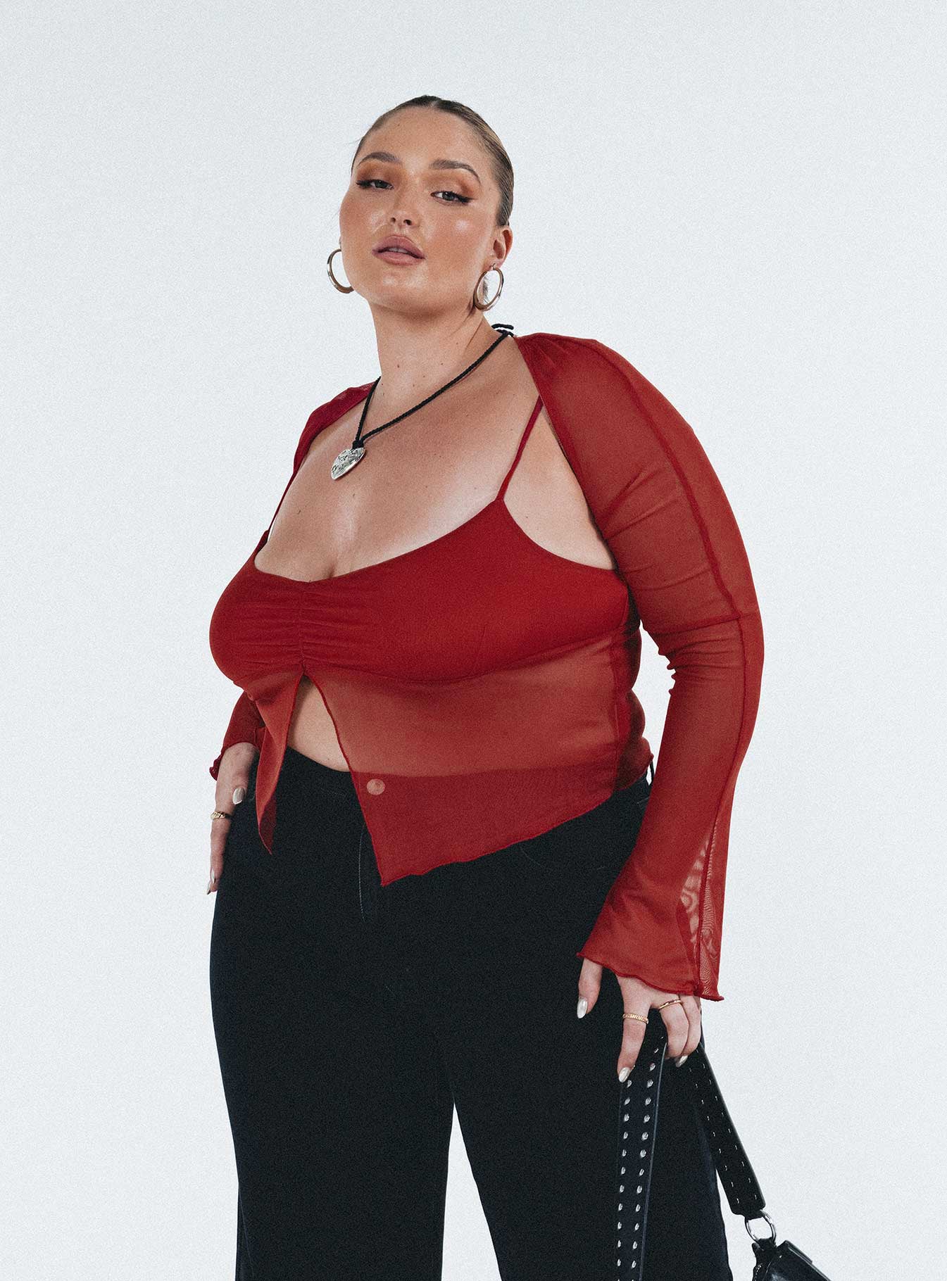 Tallah Two Piece Bolero Top Red Curve - Image 8