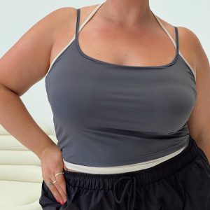 Premier Layered Tank Top Slate Curve
