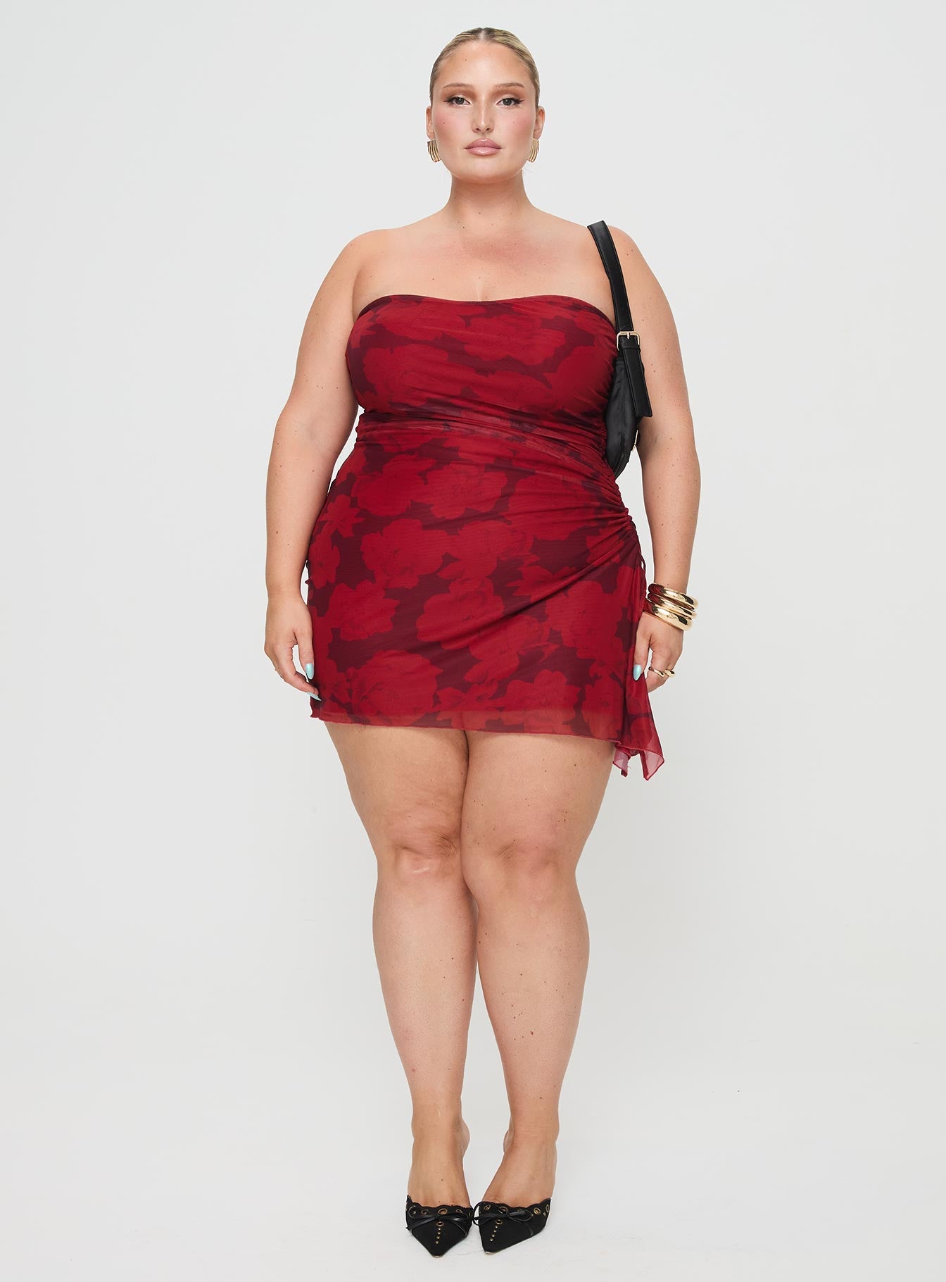 Donelli Mini Dress Burgundy / Red Floral Curve - Image 7