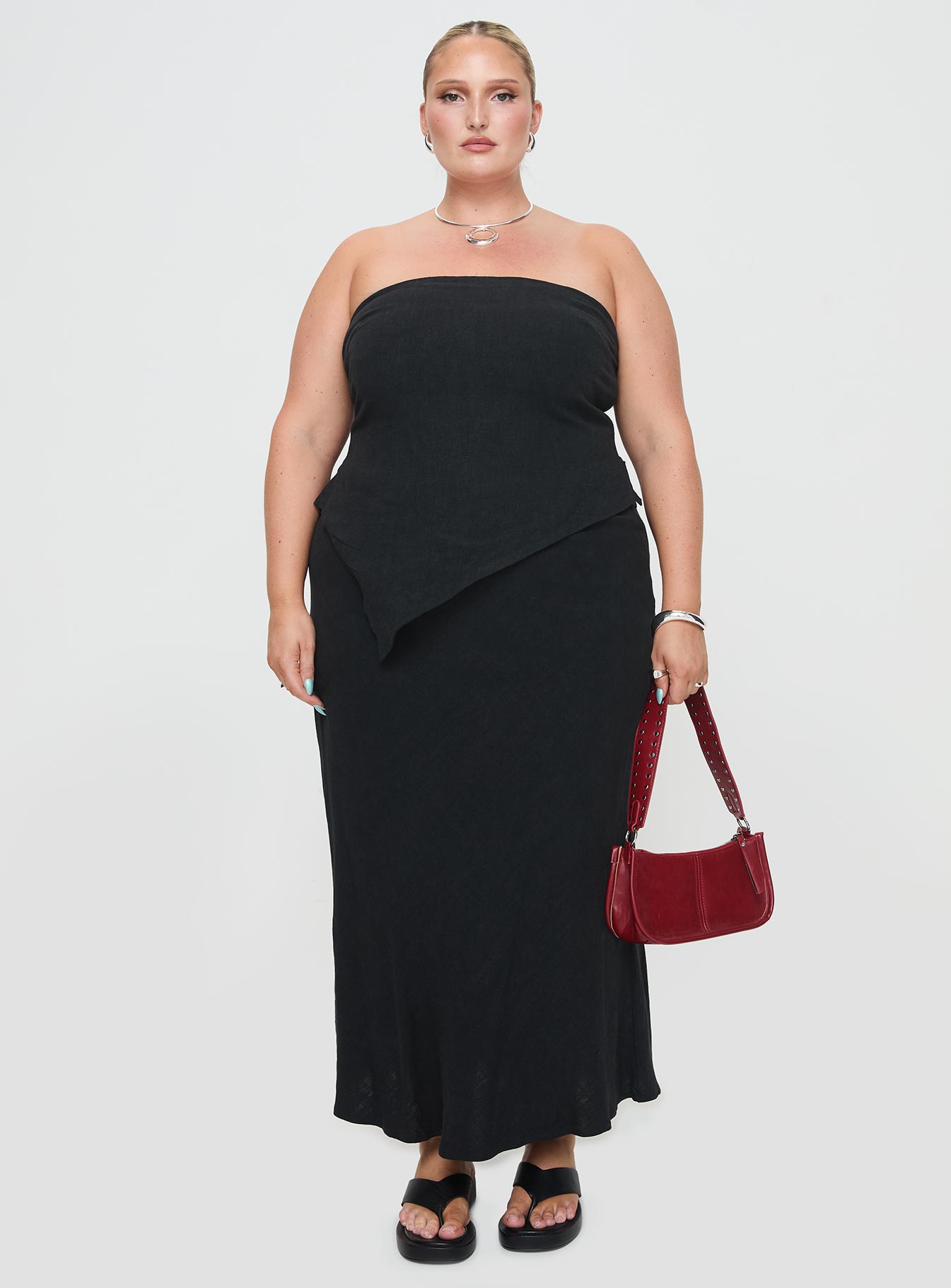 Ermias Linen Blend Midi Skirt Black Curve - Image 6
