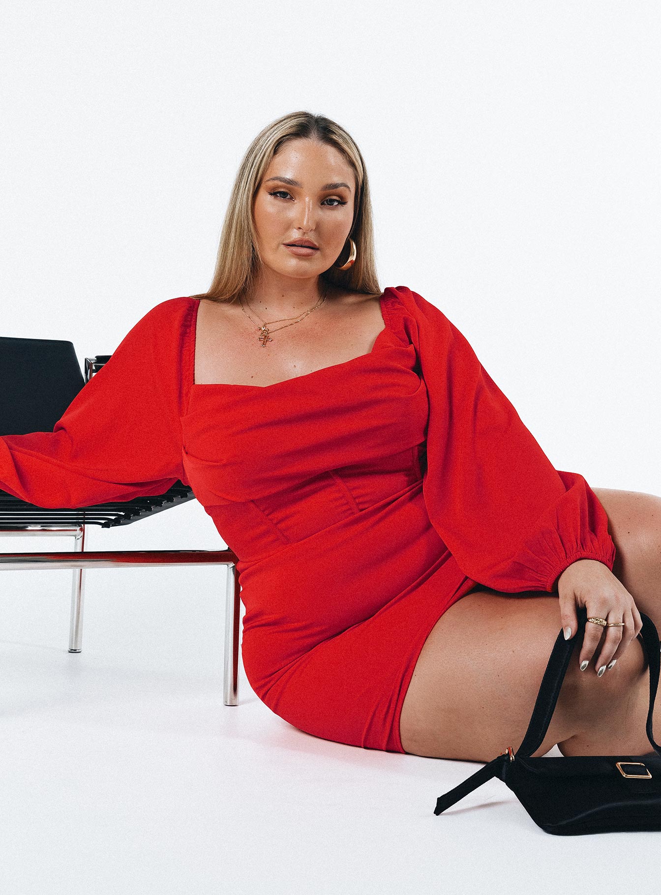 Lillie Long Sleeve Mini Dress Red Curve - Image 7