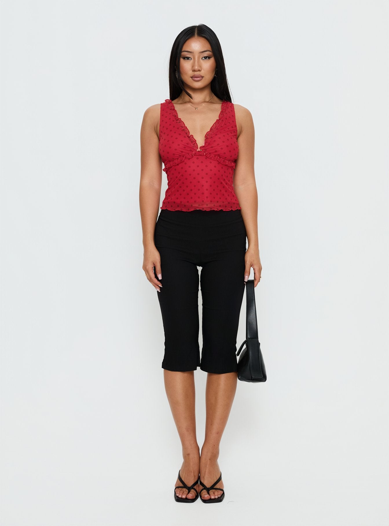 Azira Frill Detail Top Red Polka - Image 6