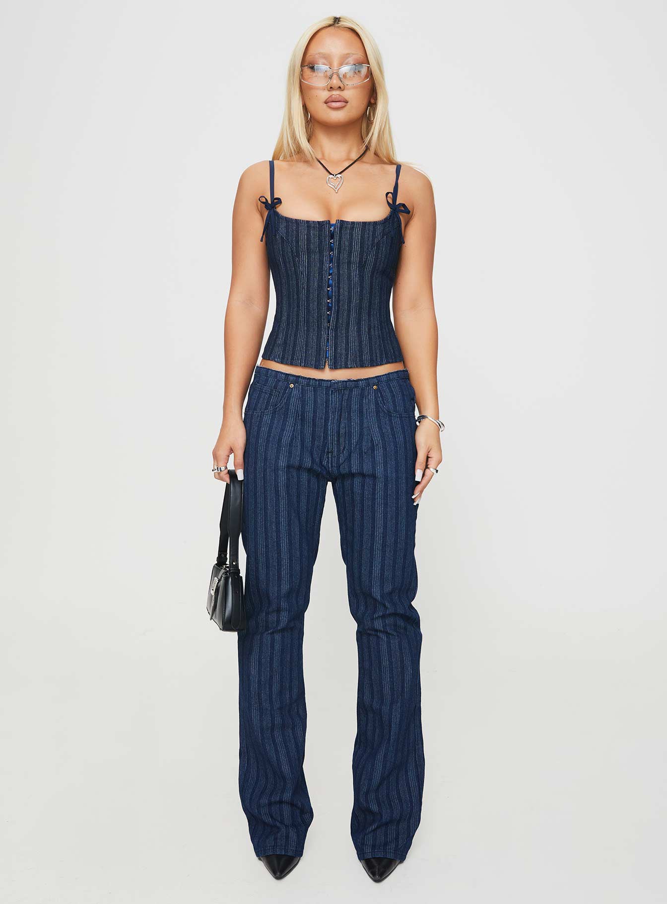 Charismatic Denim Corset Dark Pinstripe - Image 7
