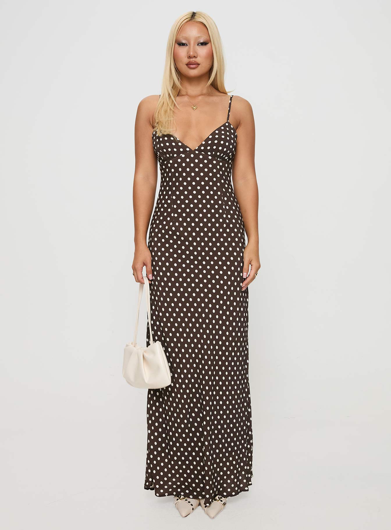 Jorjana Polka Maxi Dress Brown / White - Image 8