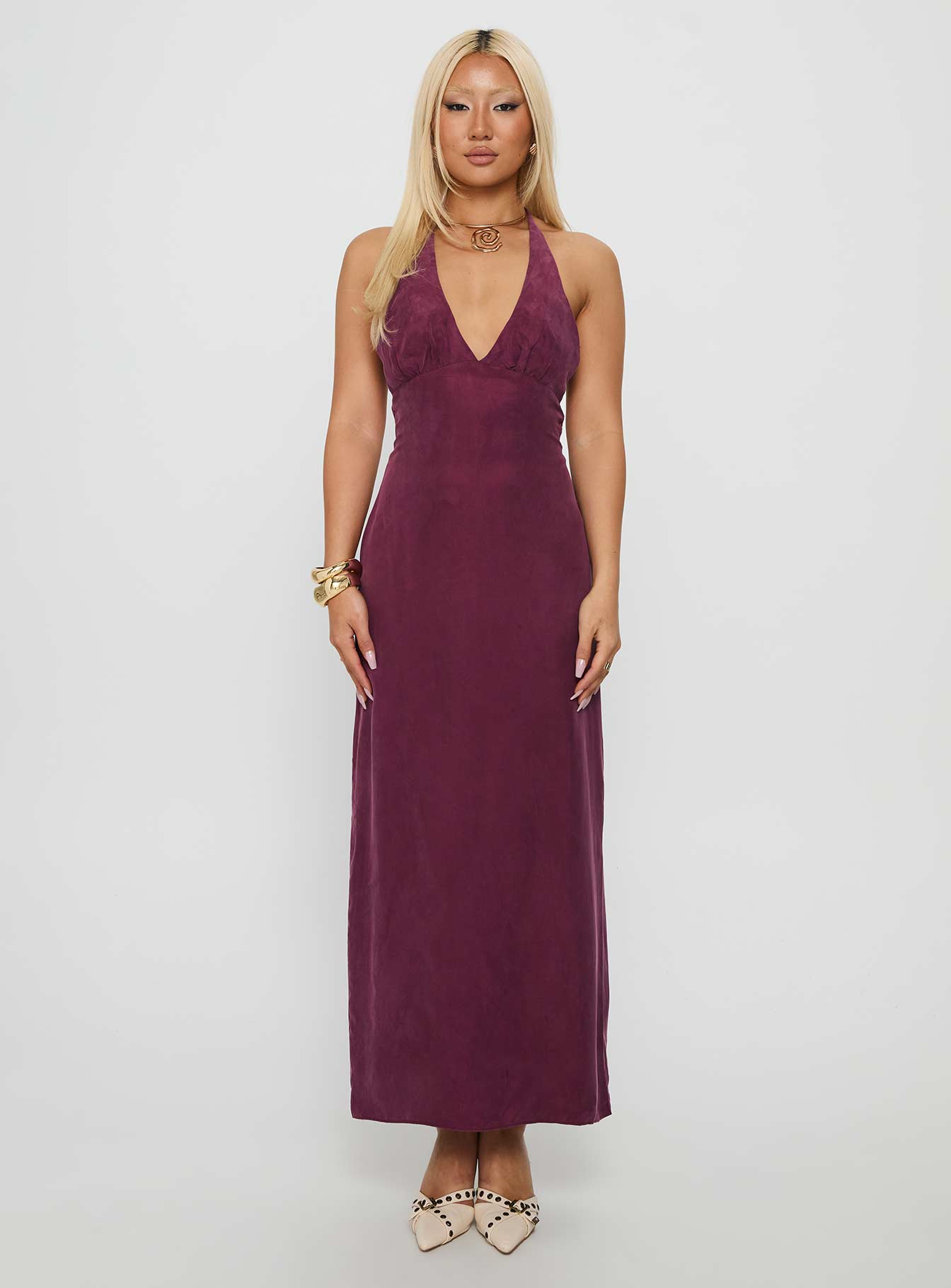 True Companion Halter Maxi Dress Berry - Image 7