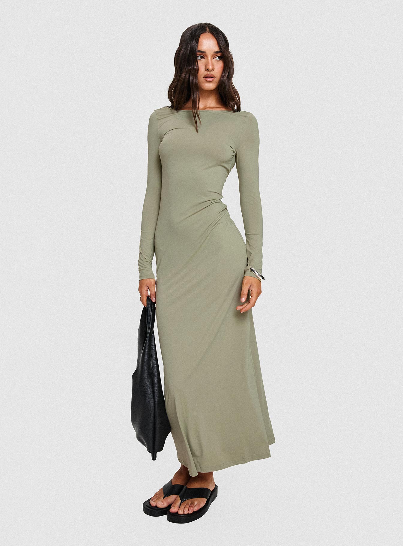 Rain Fire Long Sleeve Maxi Dress Sage - Image 7