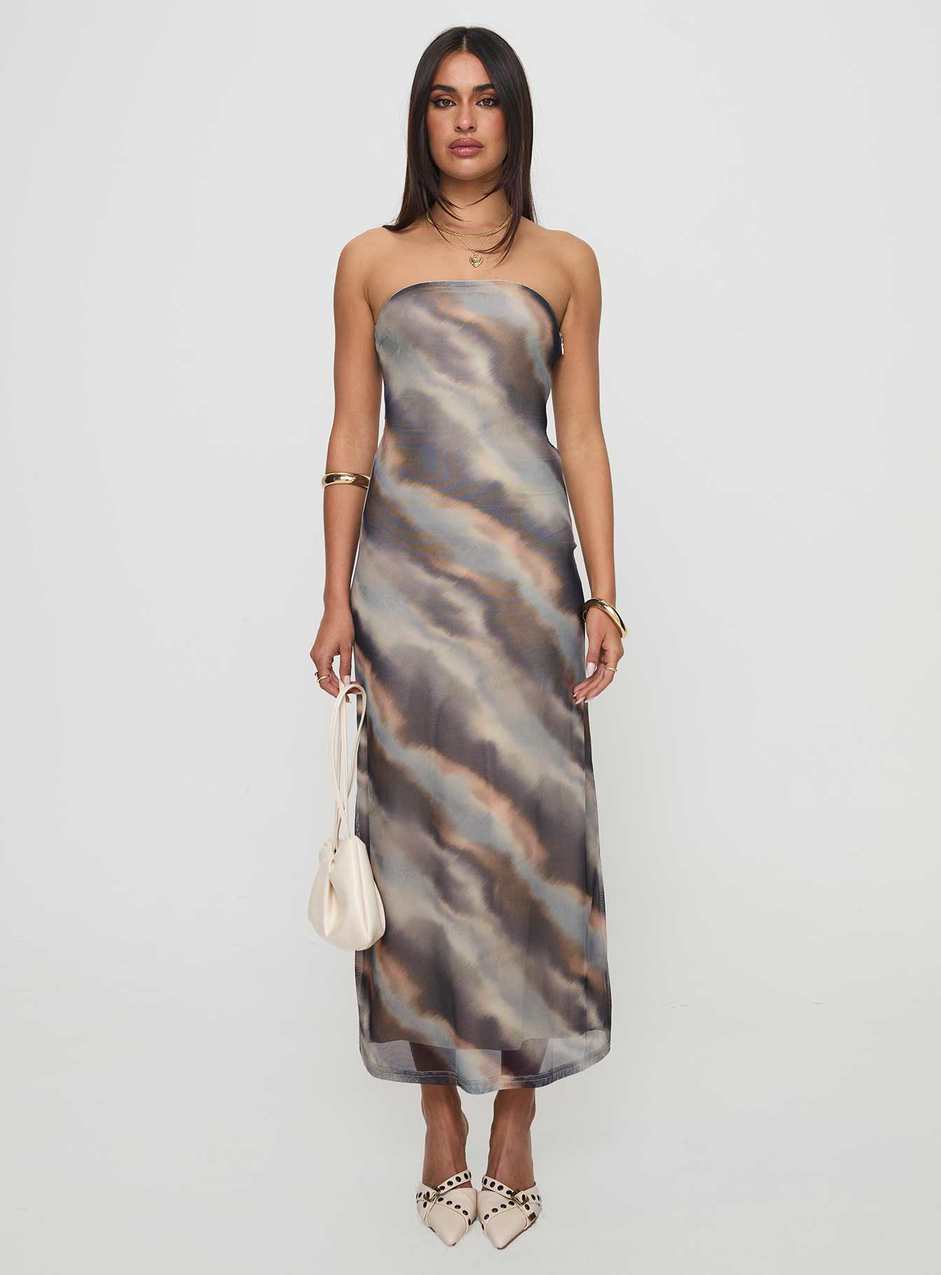 Pinacle Strapless Maxi Dress Brown - Image 6