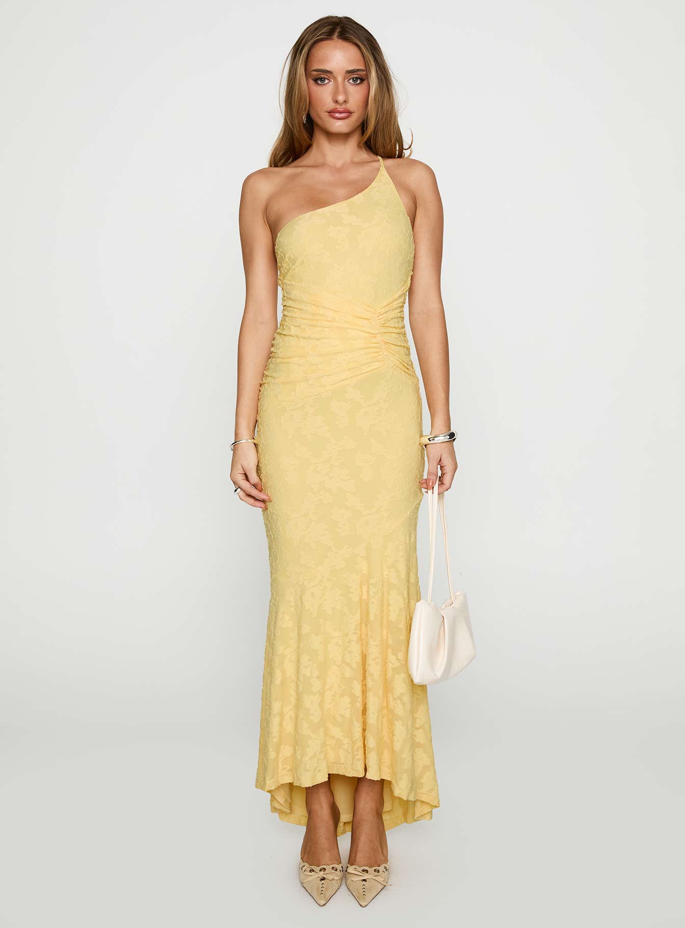 Starlights One Shoulder Maxi Dress Lemon - Image 6