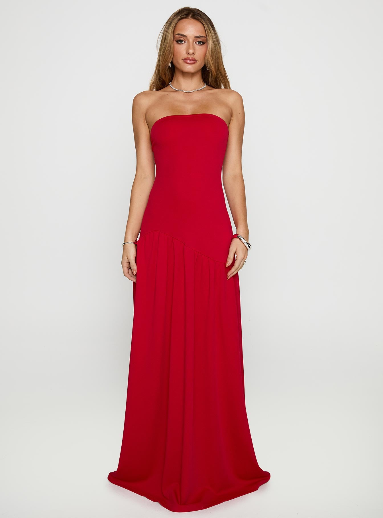 Move Me Strapless Maxi Dress Red - Image 6