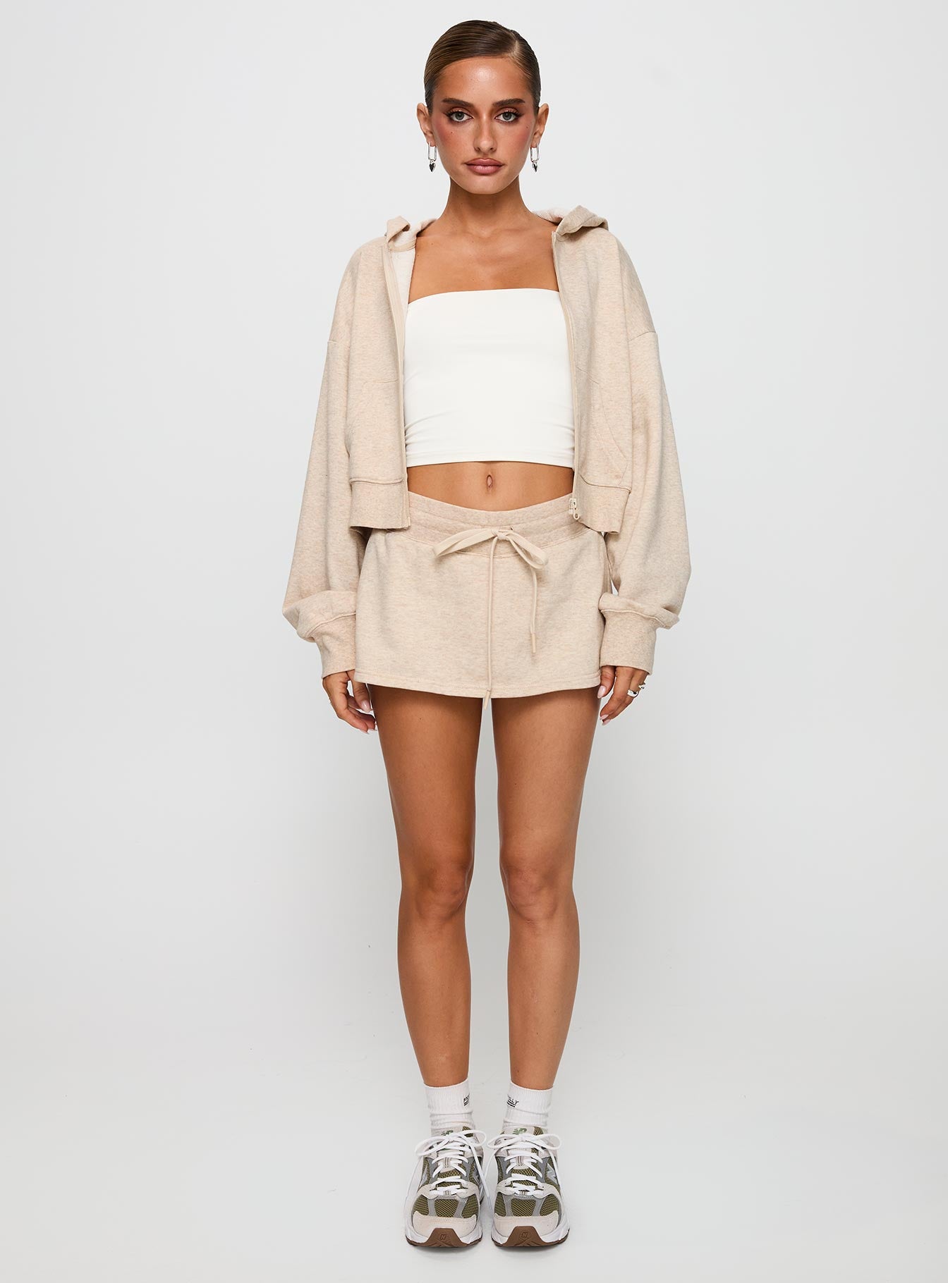Down Low Fleece Skort Oat Marle - Image 7