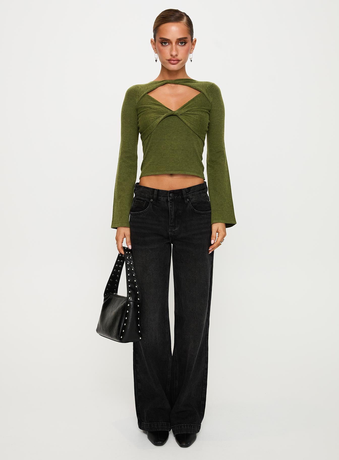 Giordani Long Sleeve Twist Top Moss Green - Image 6