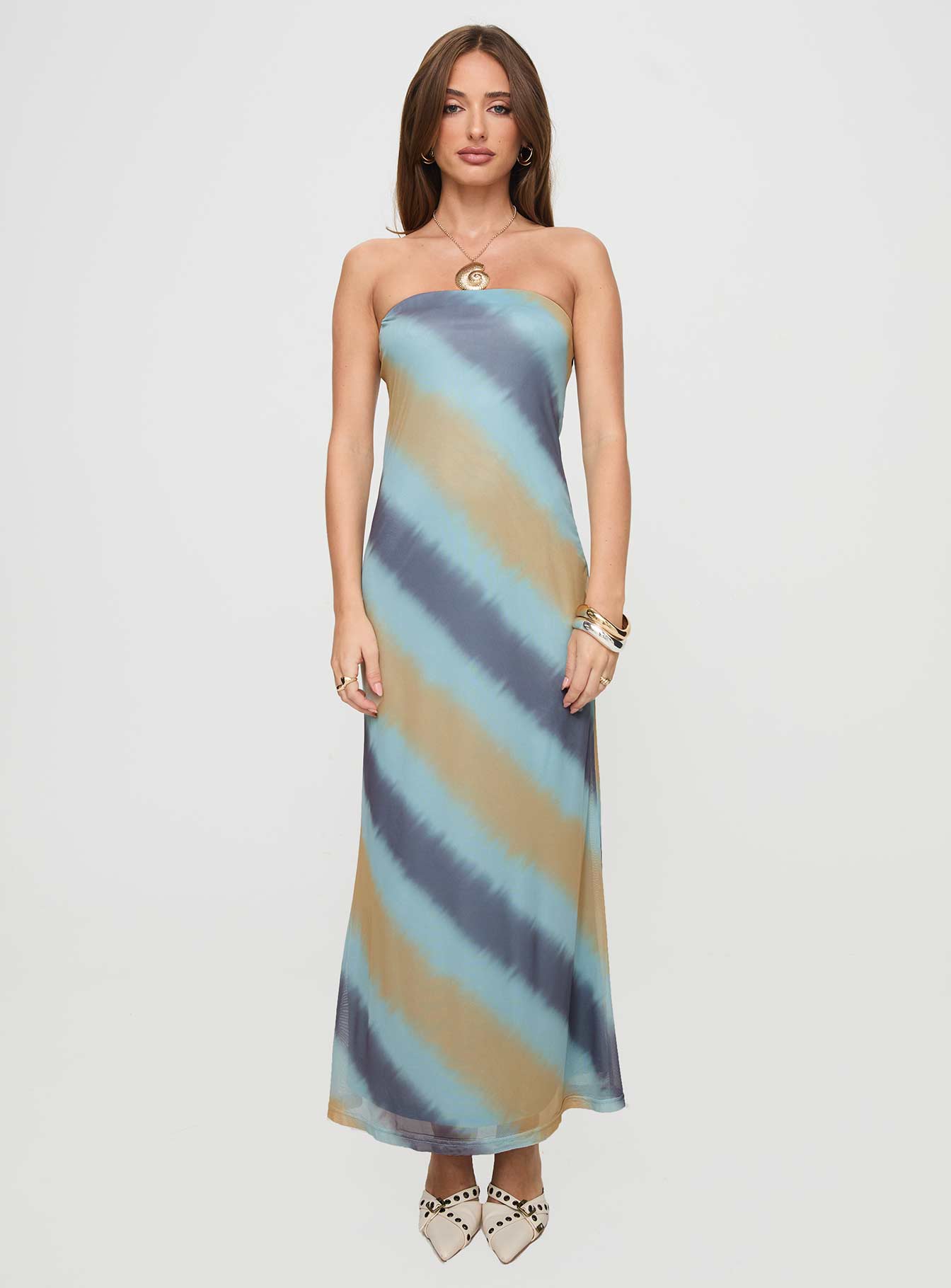 Celik Strapless Maxi Dress Blue / Brown - Image 7