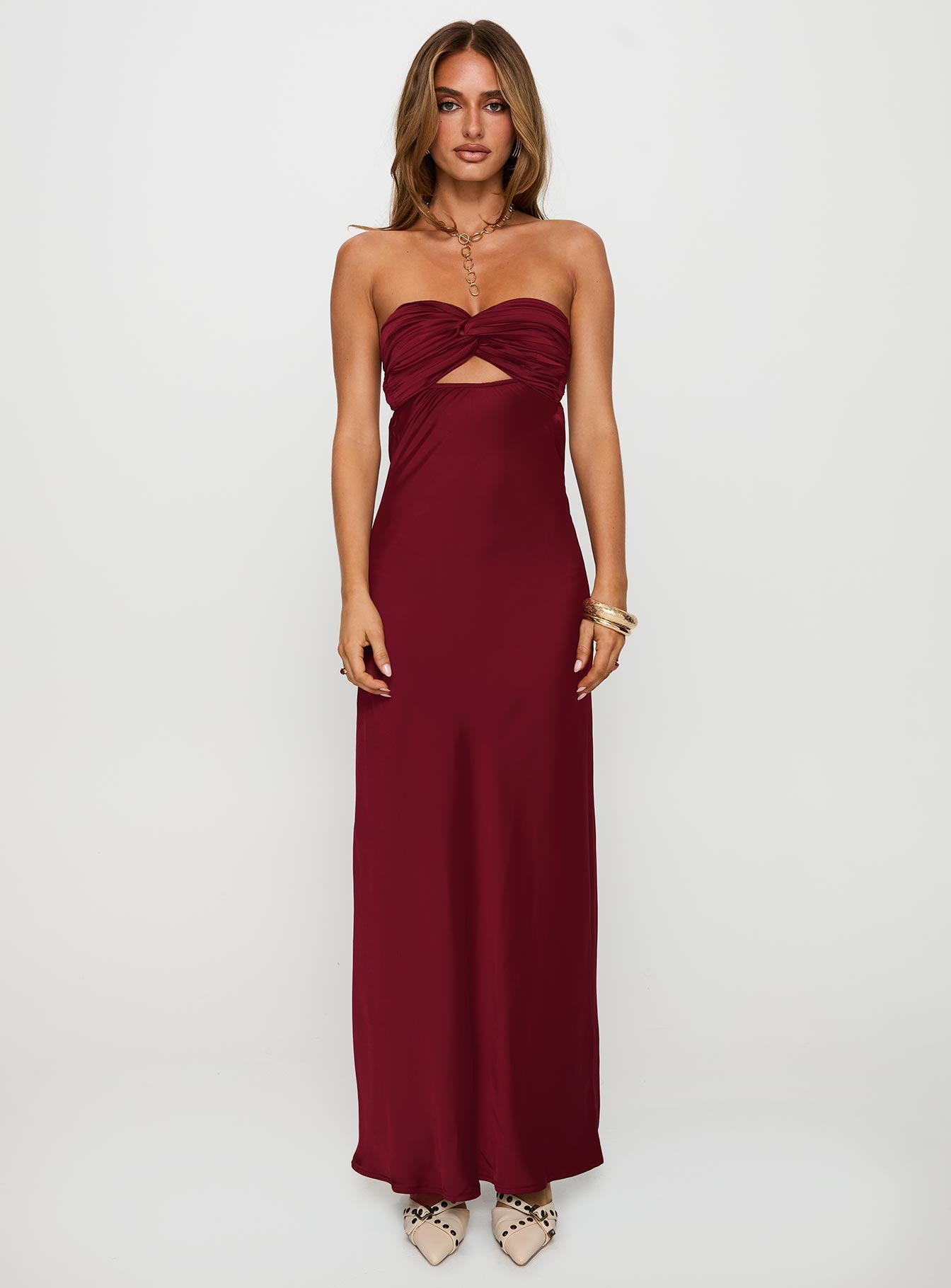 Faviola Strapless Maxi Dress Burgundy - Image 7