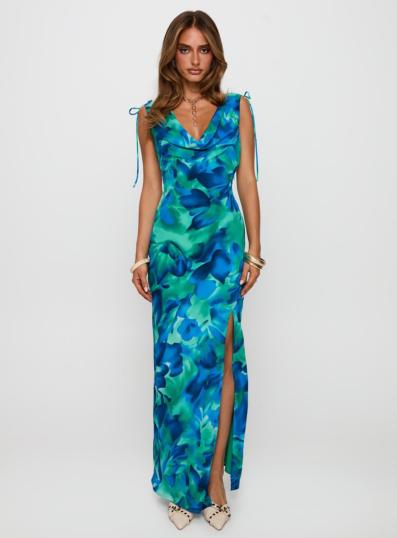 Symphonies Cowl Maxi Dress Multi - Image 6