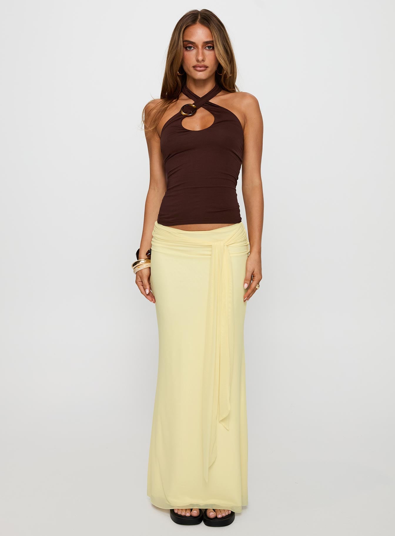 Caviar Tie Maxi Skirt Lemon - Image 7