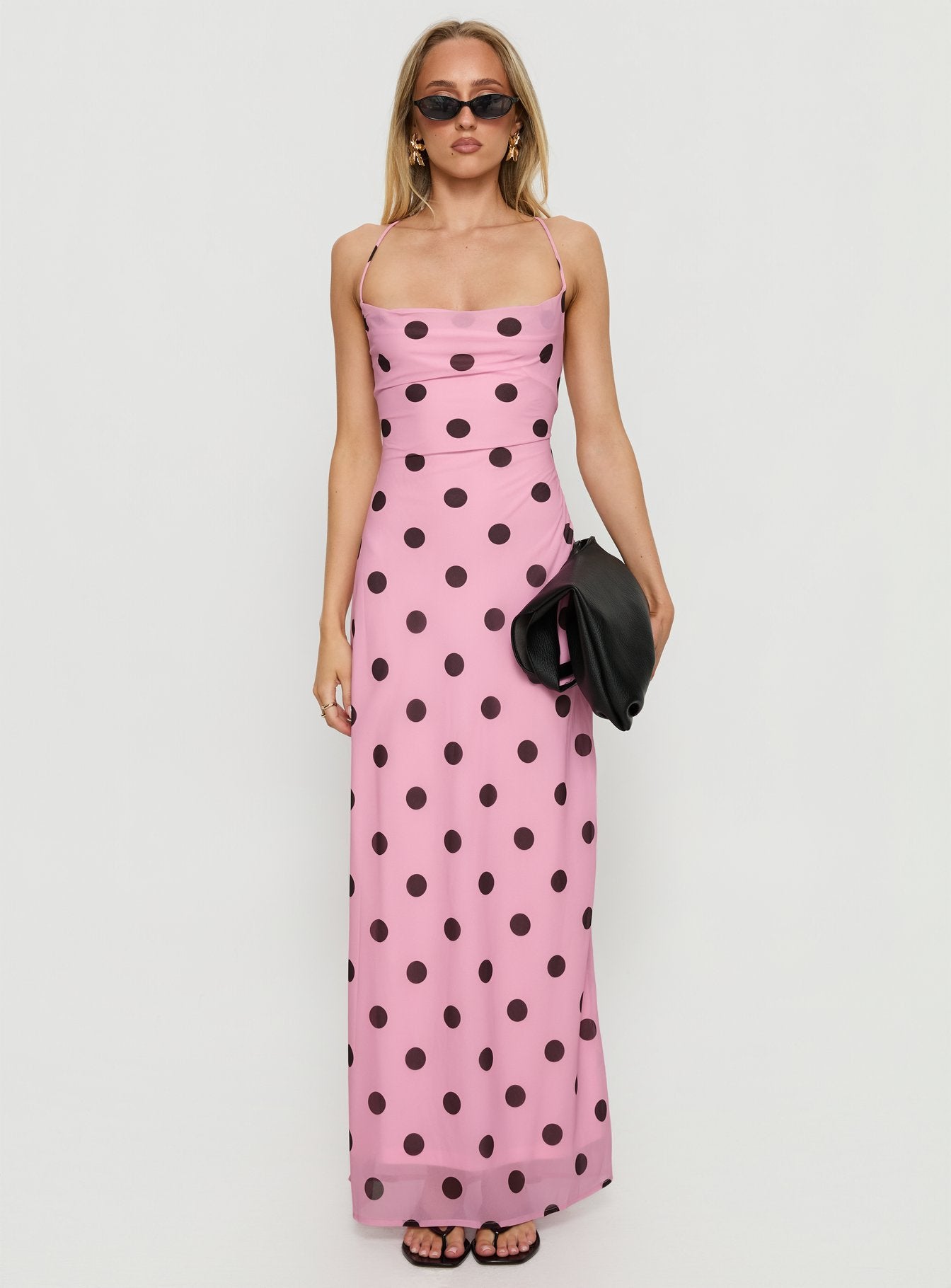 Celena Maxi Dress Pink / Brown Polka - Image 7