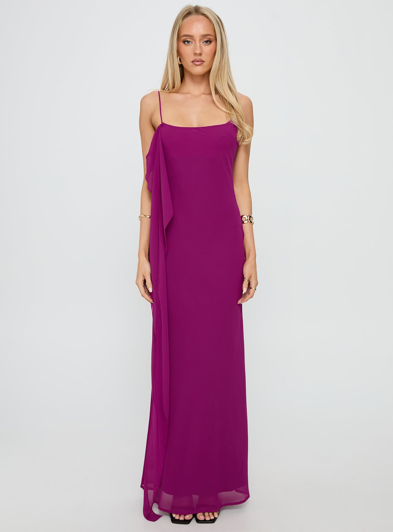 Syrina Cowl Neck Scarf Maxi Dress Berry - Image 7