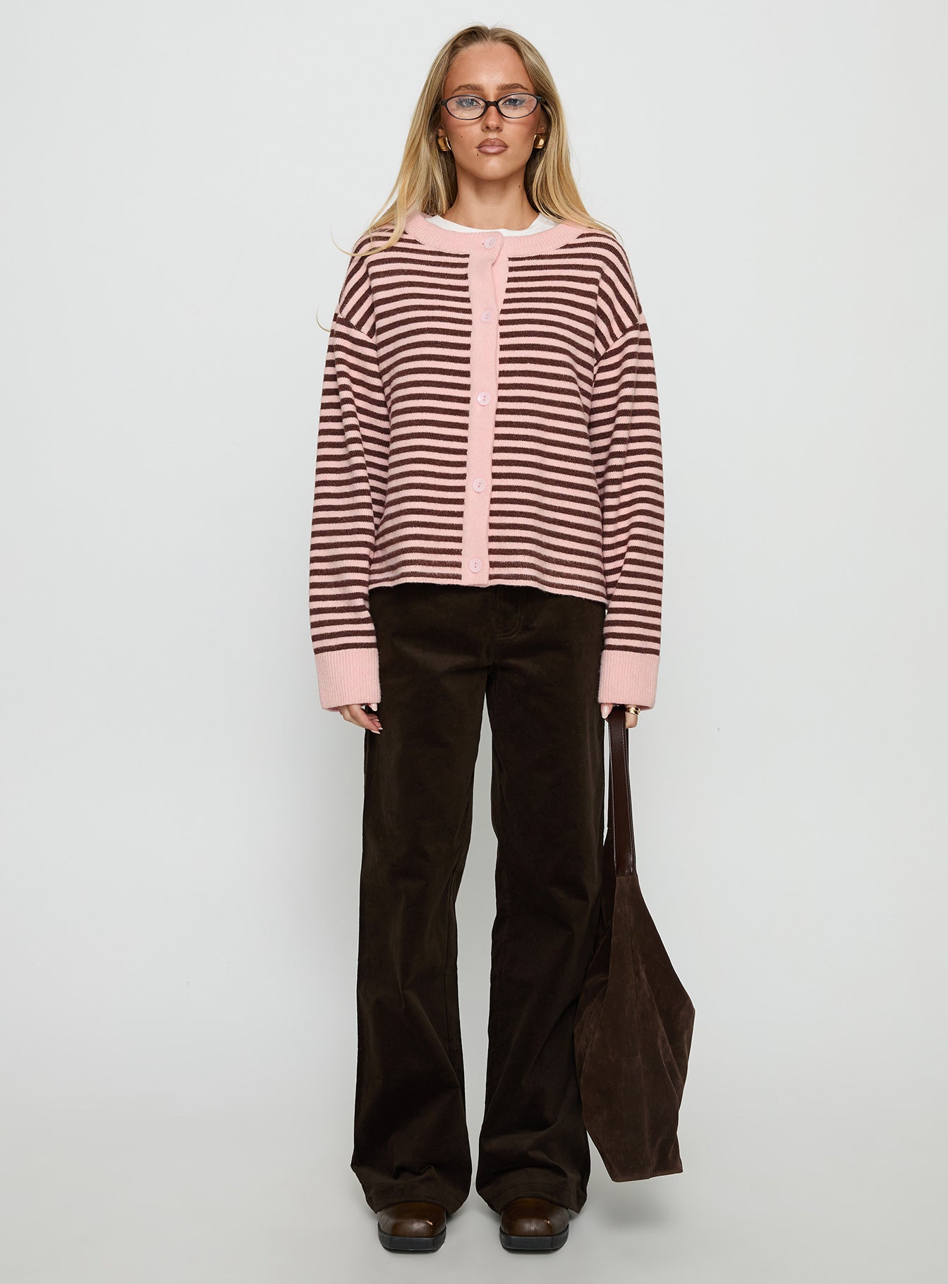 Darnelle Button Up Knit Cardigan Pink Stripe - Image 7