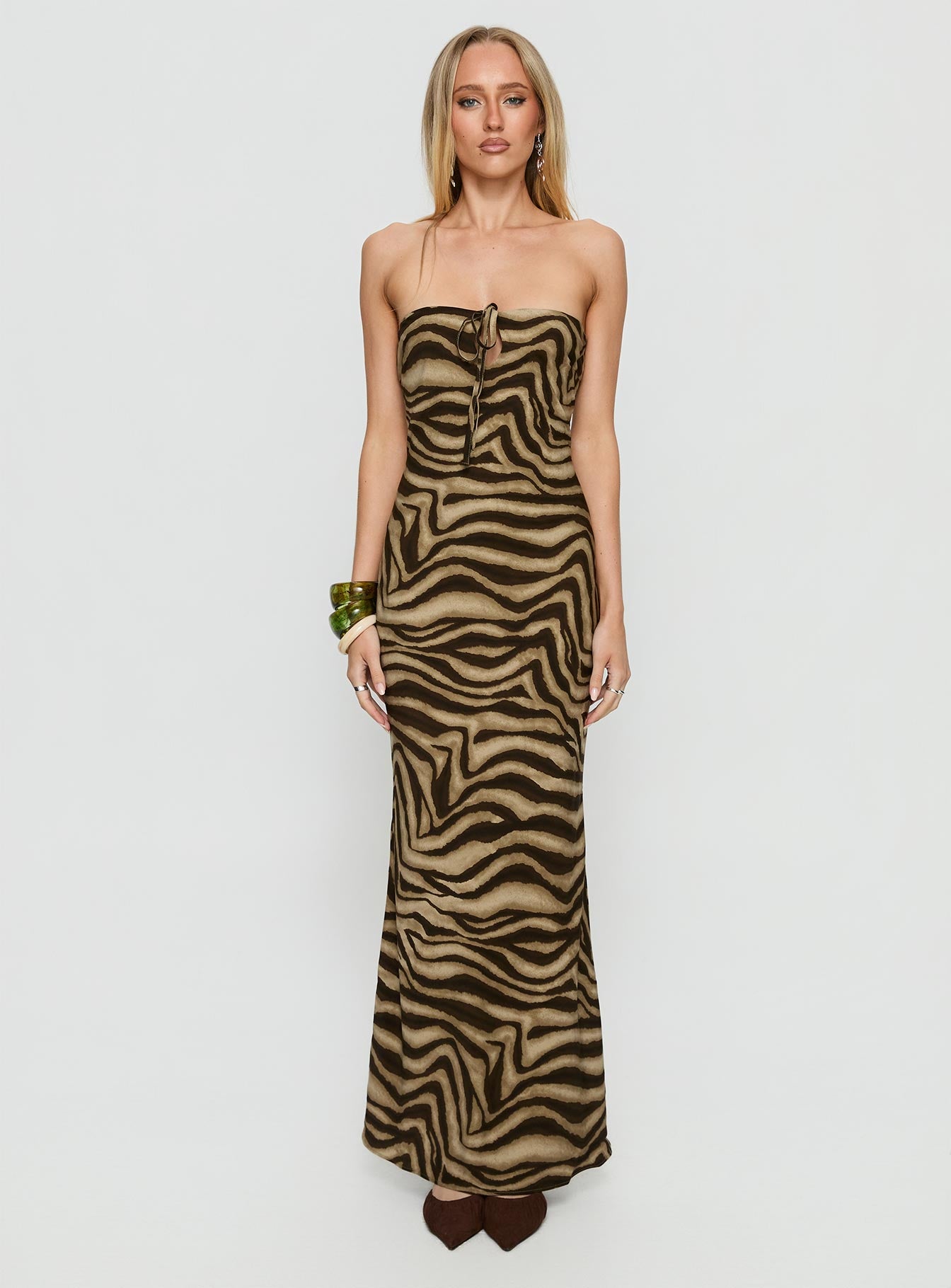 Carlina Halter Keyhole Maxi Dress Dark Zebra - Image 7