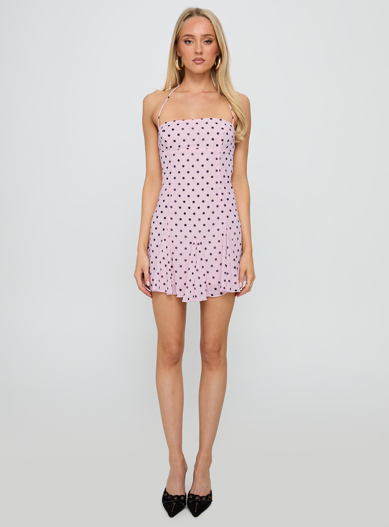 Delamere Mini Dress Pink / Black Polka - Image 7