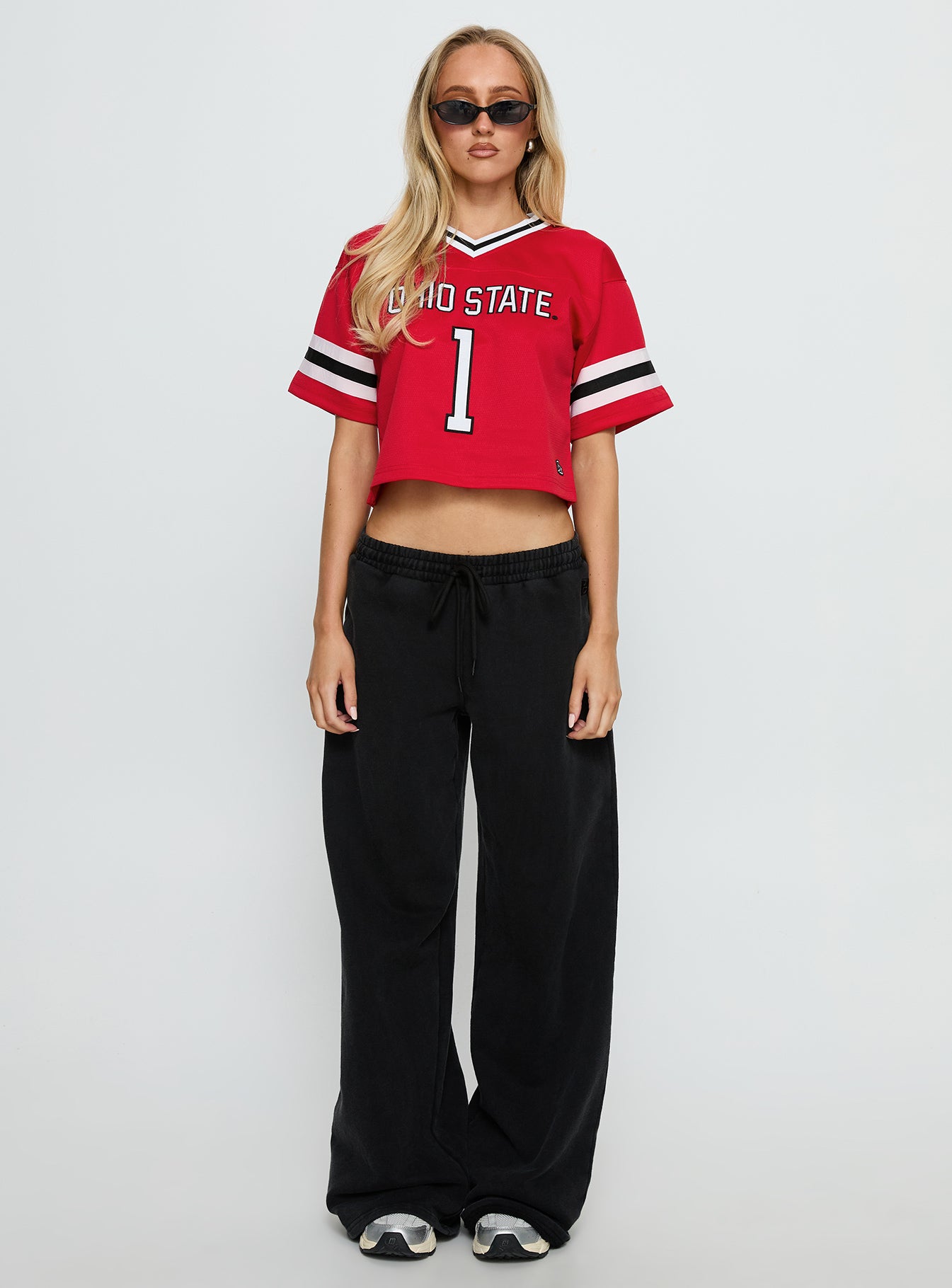 Ohio Cropped Football Jersey Tee Red - Image 7