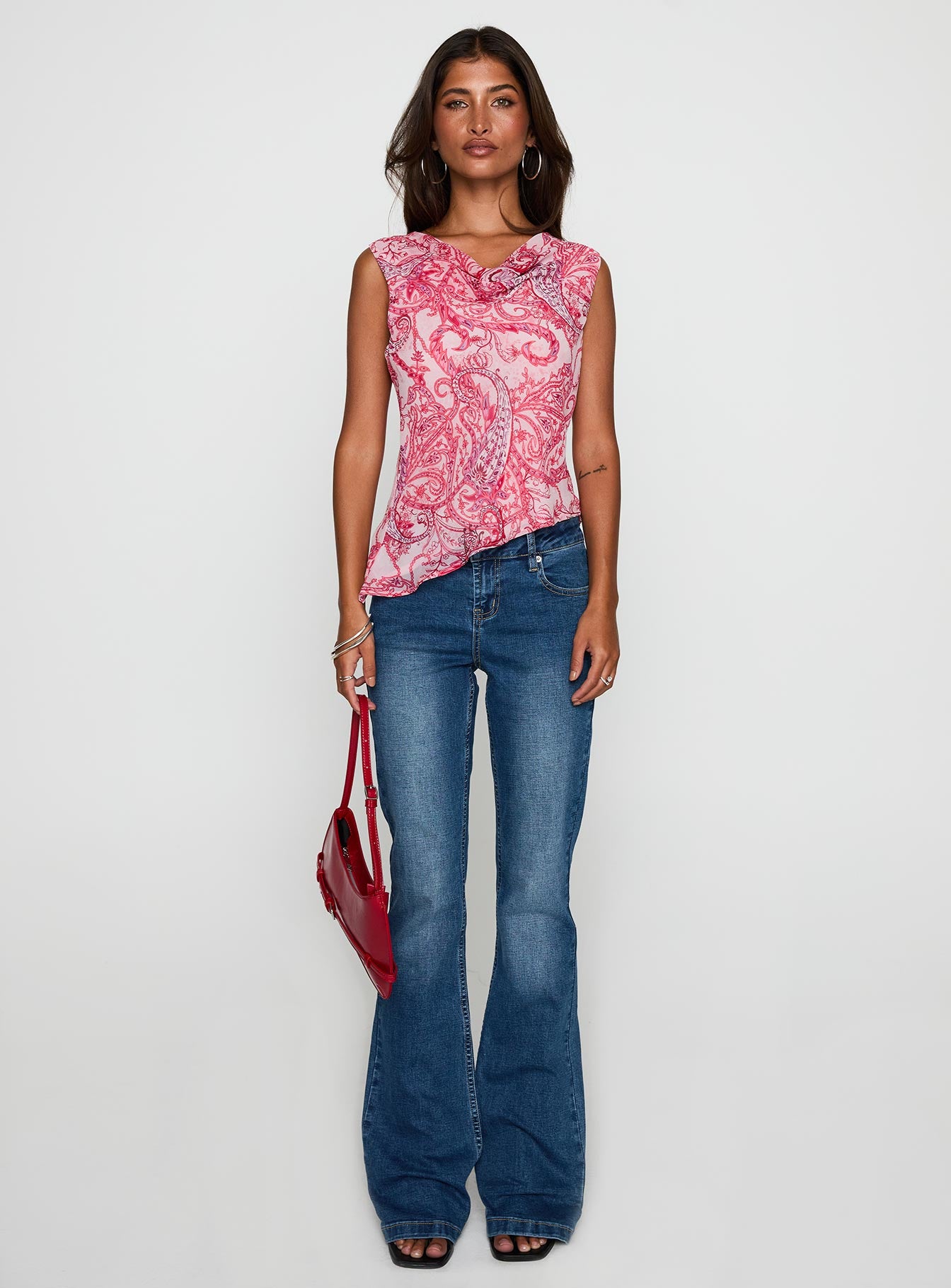 Blame The Rain Cowl Neck Top Pink Paisley - Image 7