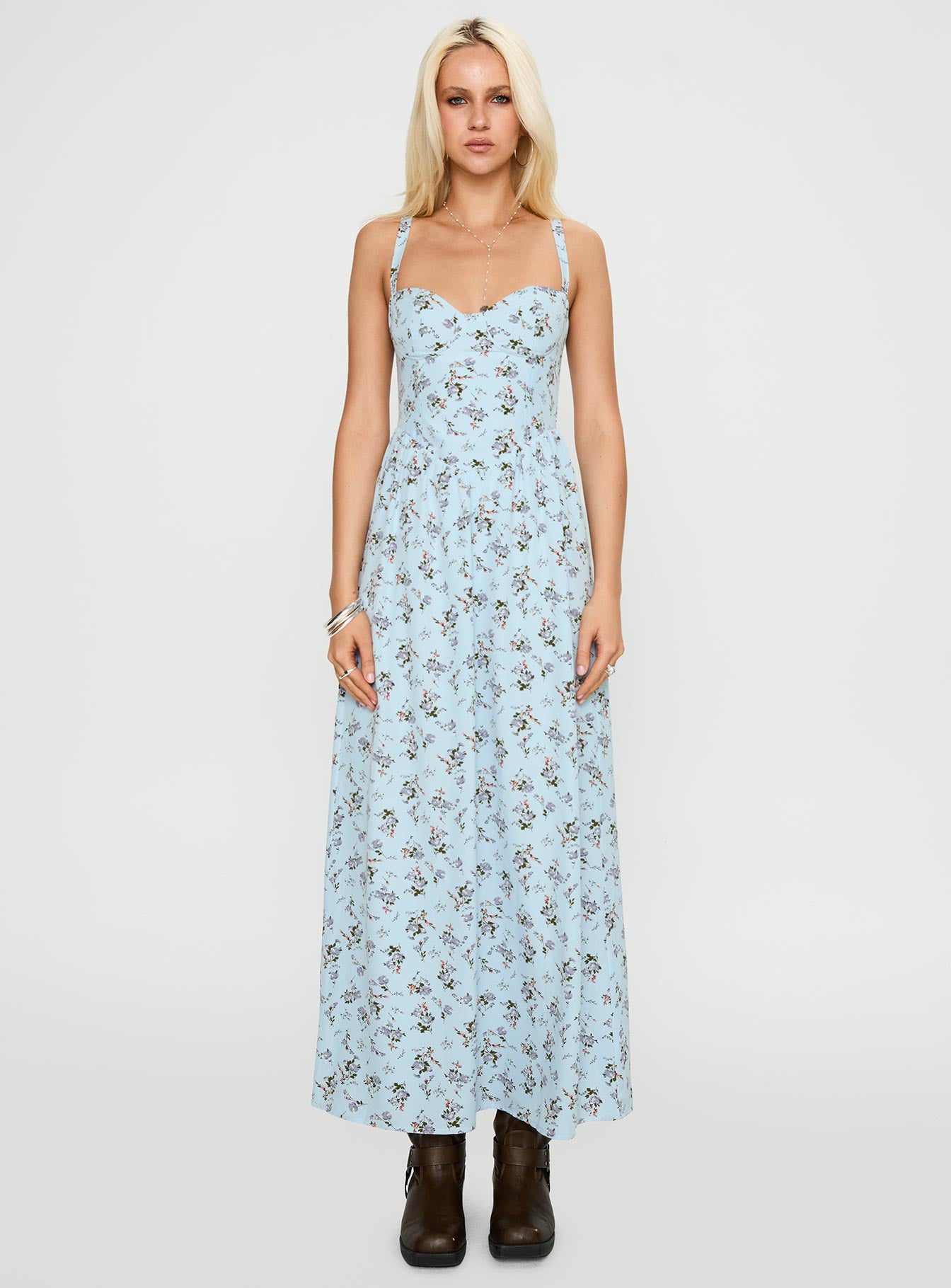 Izebella Maxi Dress Blue Floral - Image 6